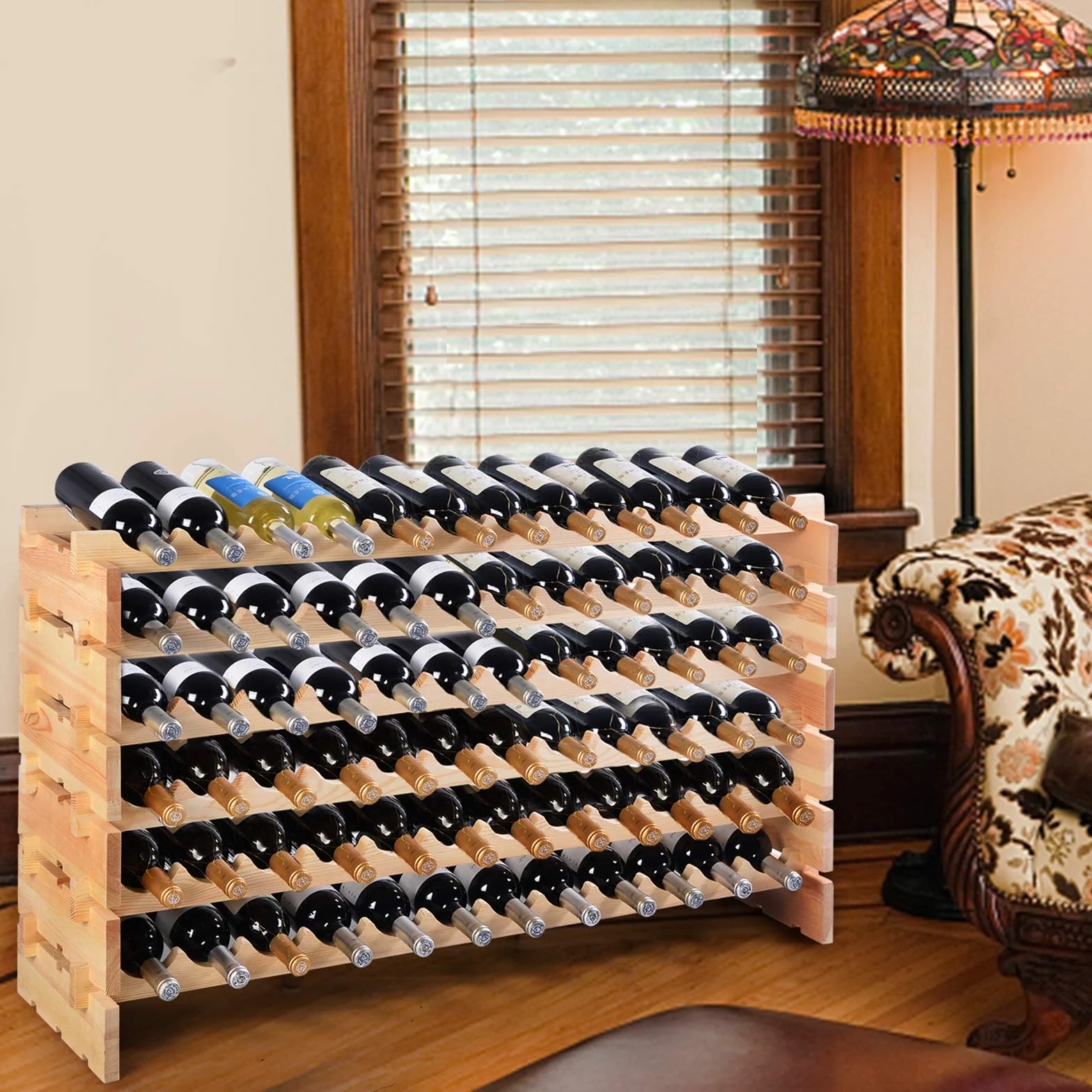 COSTWAY Cantinetta Portabottiglie Vino in Legno di Pino, 72 Bottiglie, 6 Ripiani per Cucina, Bar e Cantina