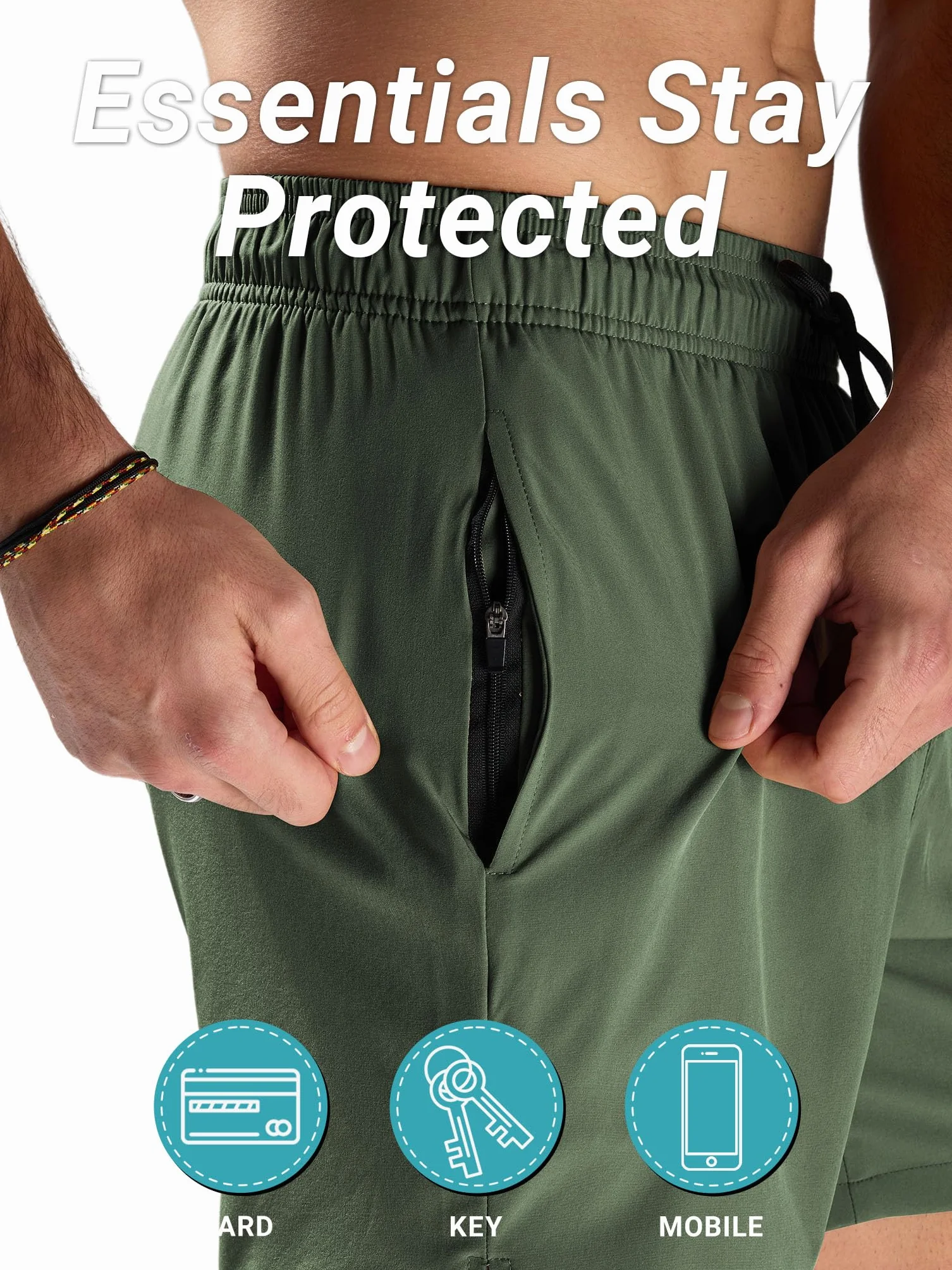Arcweg Costume da Bagno da Uomo 2 in 1 con Boxer Slip Foderato Pantaloncini da Spiaggia con Tasca con Cerniera