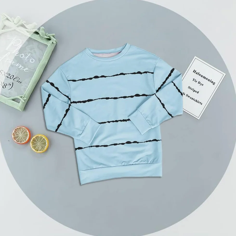 Felpa Ragazze Strisce Girocollo Bambini Maglione Casual Manica Lunga Top