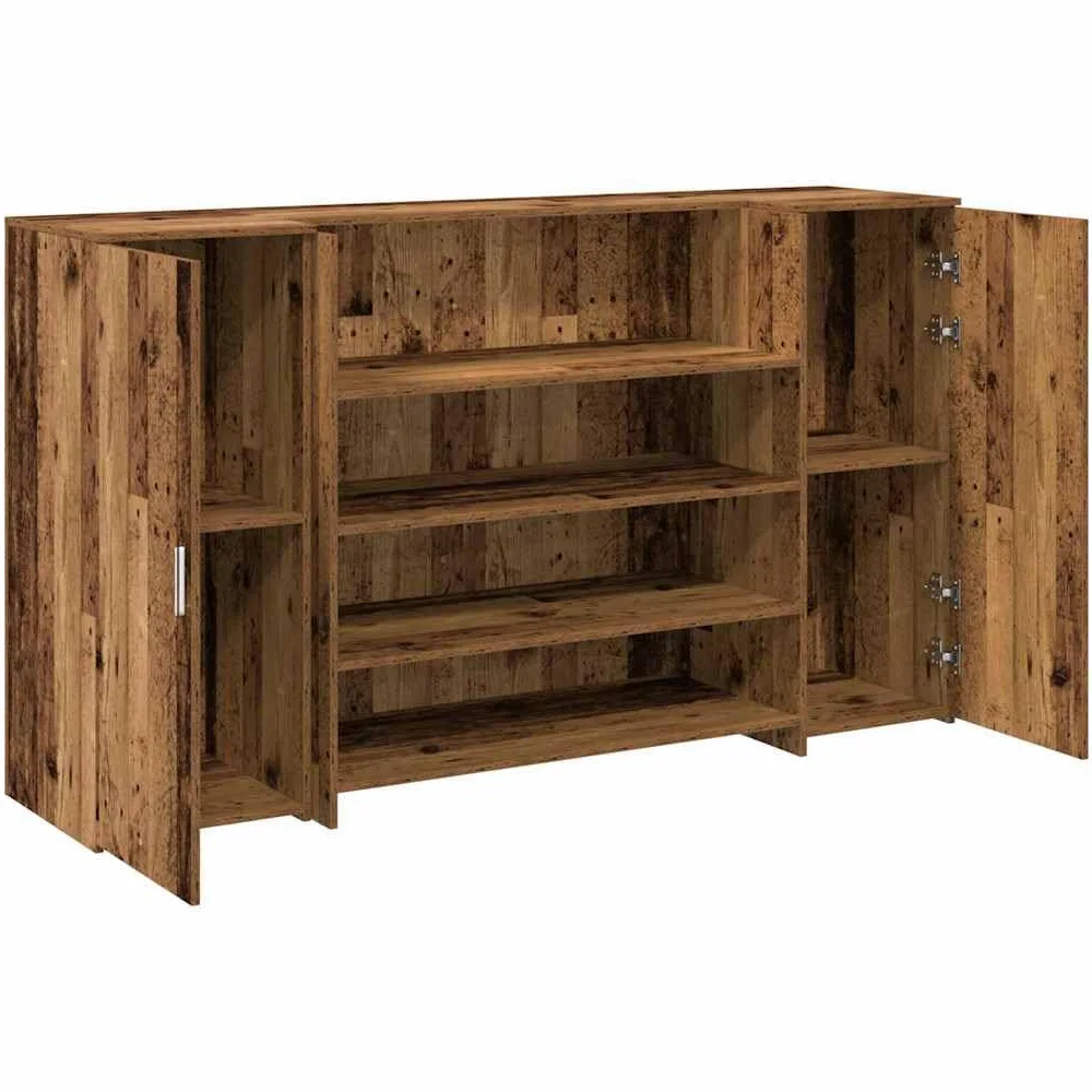 Bancone per ricevimento, effetto legno anticato, 3 pezzi, 180 x 50 x 103,5 cm | Banco di consulenza modulare con molto spazio per ufficio, studio di bellezza, hall hotel e studi medici.