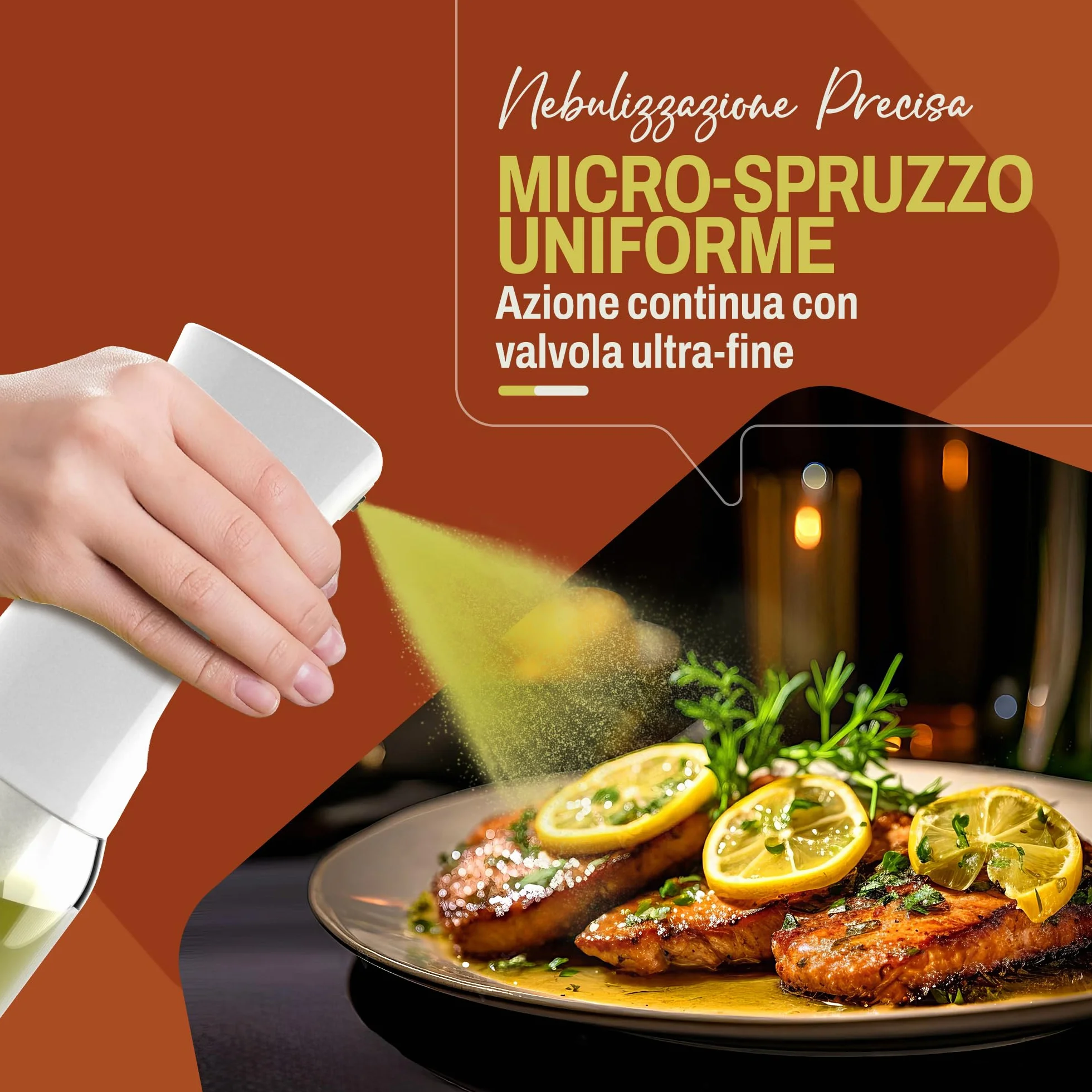 Spruzzino olio per friggitrice aria 300ml Antigoccia Oliera Vetro Dispenser