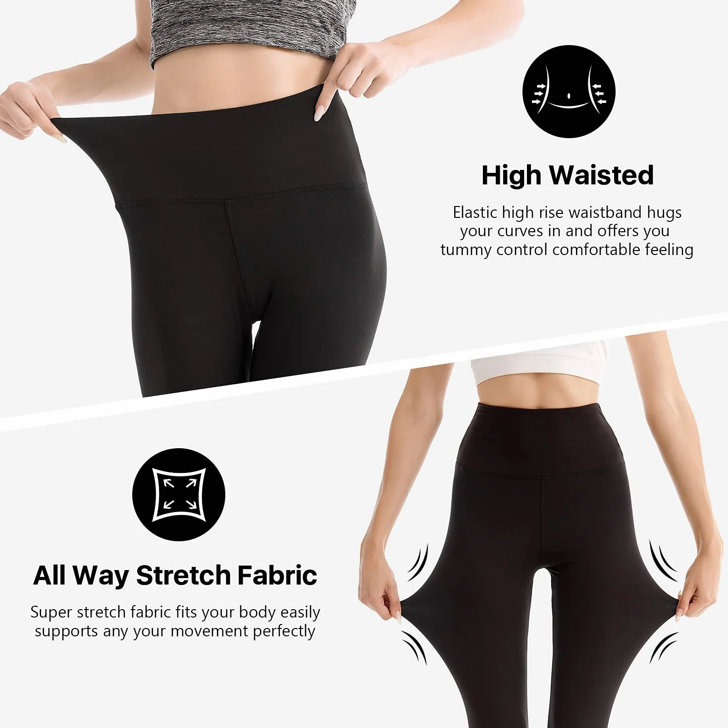 SINOPHANT Leggins Vita Alta Donna Leggings Fitness Yoga Controllo Pancia Opaco Elastici Morbido
