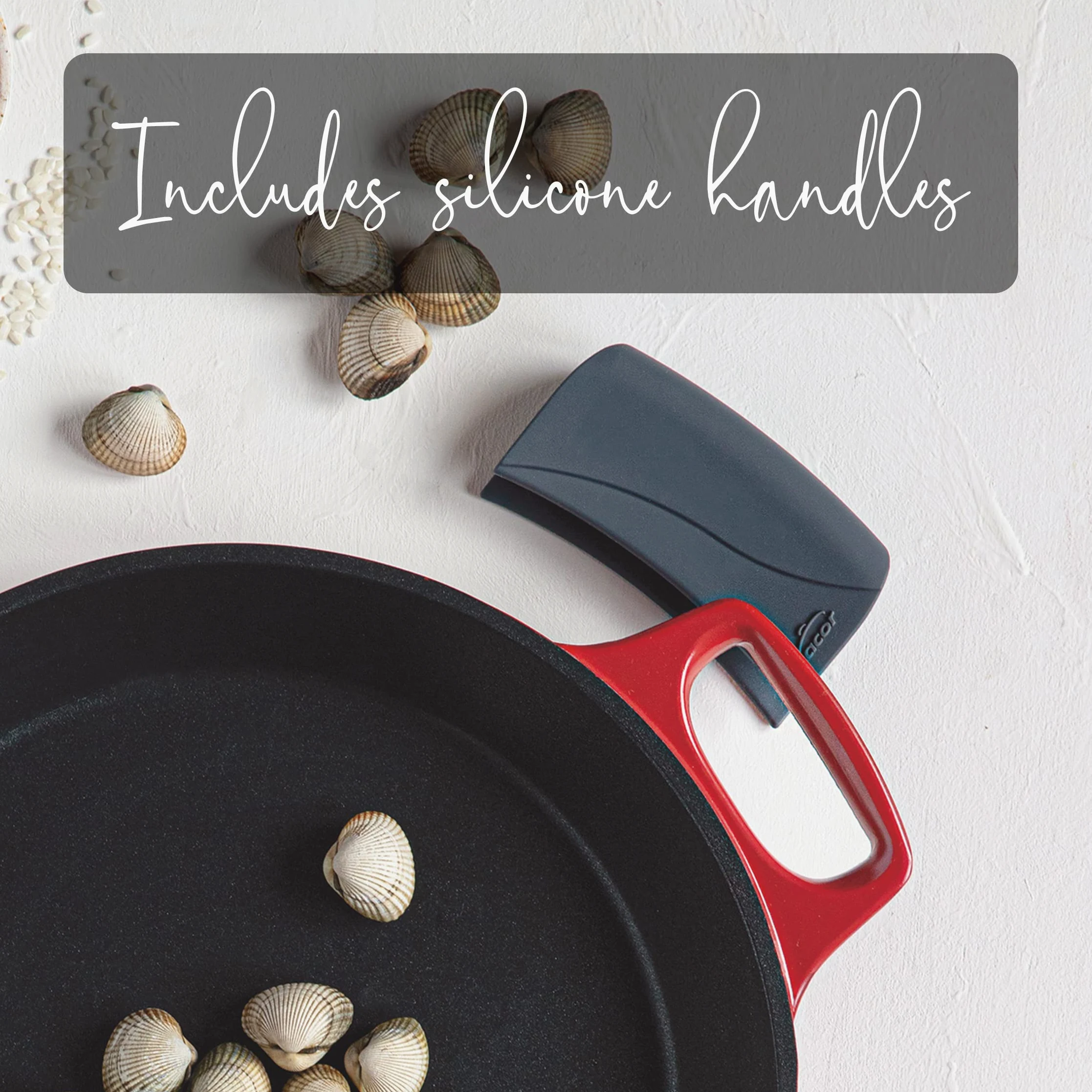 LACOR Paella Cocotte a Induzione, Paella Antiaderente Compatibile con Tutti i Tipi di Cucine, Distribuzione Ottimale Del Calore, Fusione di Alluminio, Diametro 32 cm, 5 Porzioni, 25932
