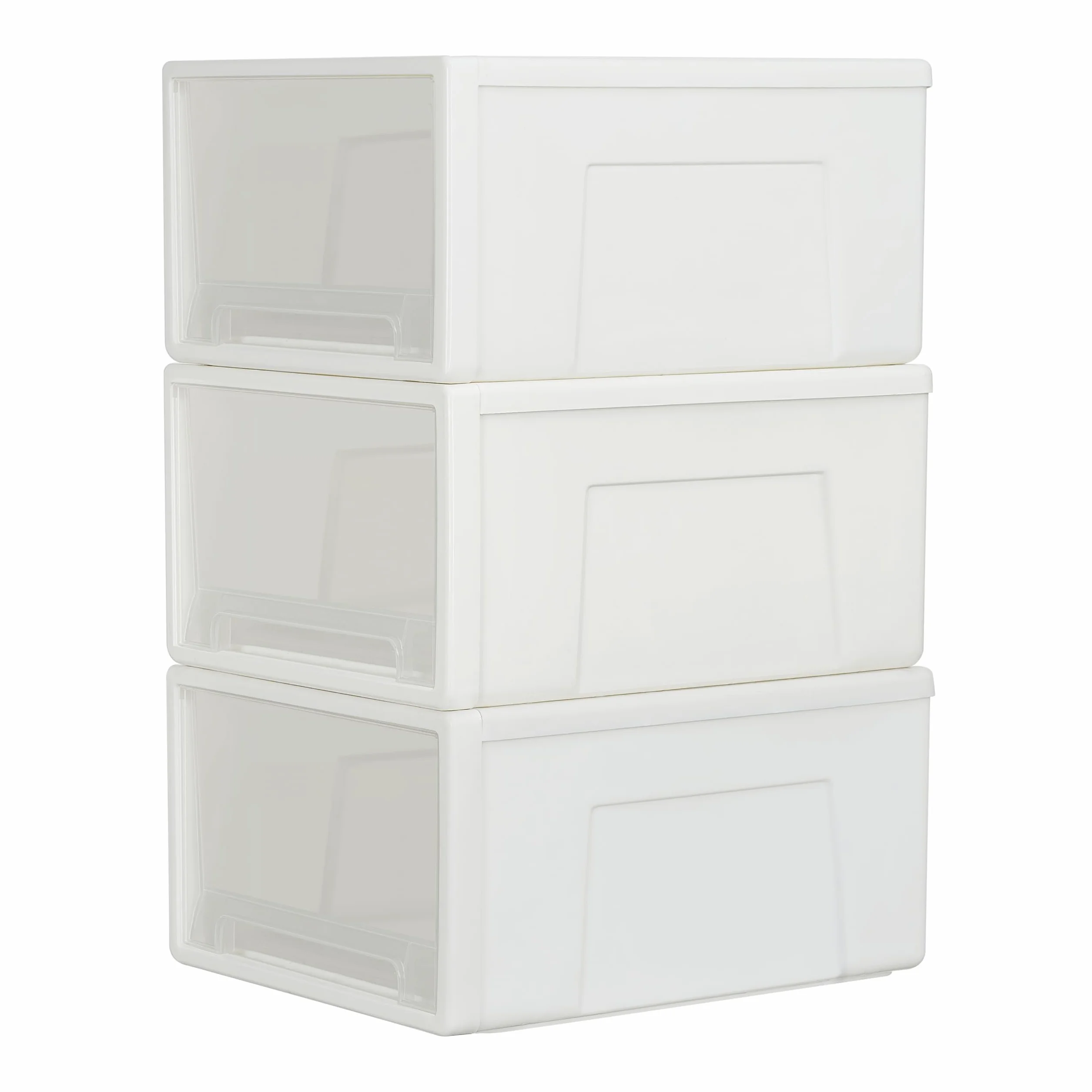 Cetomo Cassettiera 50L*3 PP Bianco e Trasparente Torre Impilabile Stoccaggio