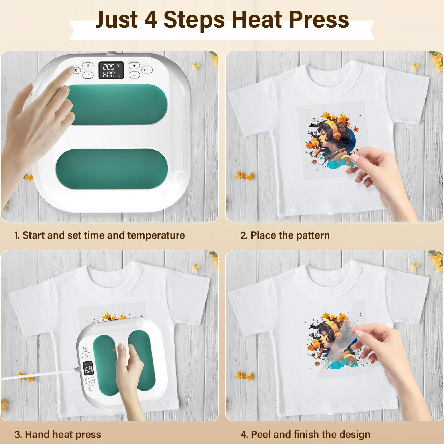 Pressa a Caldo,Mini Pressa a Caldo 22.5cm*22.5cm,Portatile DIY Termopressa,Rapido Heat Press Machine per abbigliamento, zaini, tappetini per il mouse
