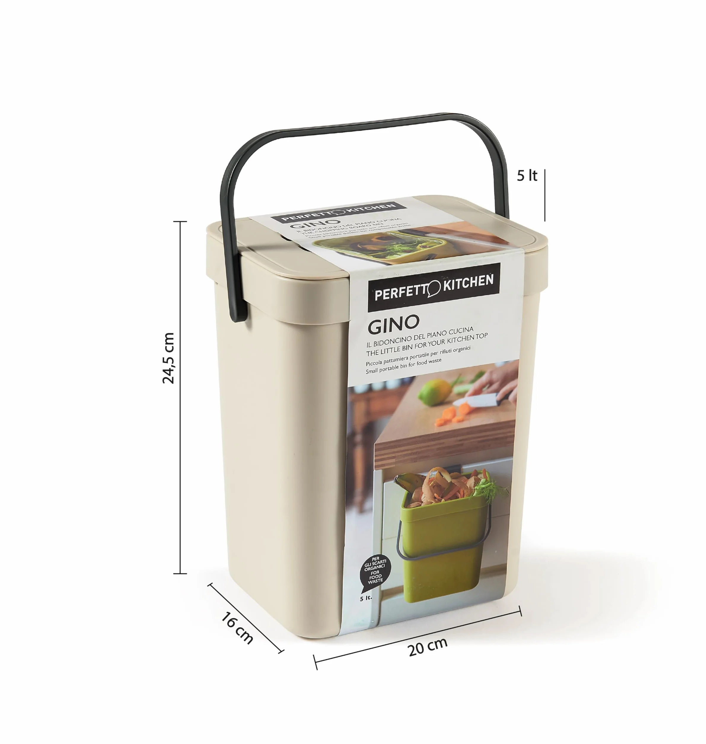 PATTUMIERA RIFIUTI ORGANICI GINO 5 lt ghiaccio