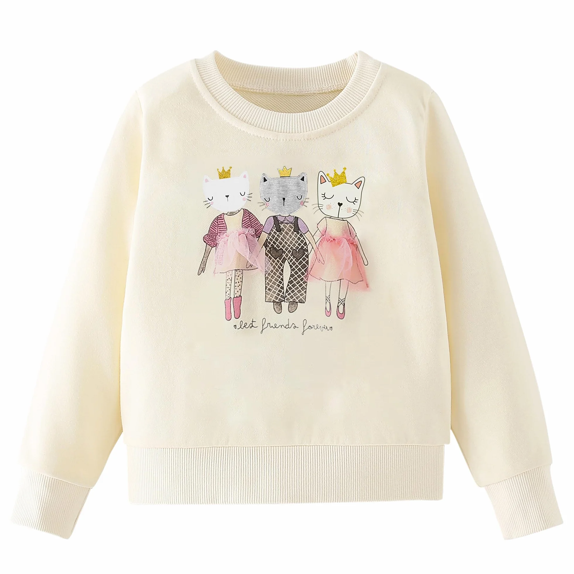 Felpa Bambina Unicorno Pullover Cotone Manica Lunga Autunno Inverno Senza Cappuccio 2-7 Anni