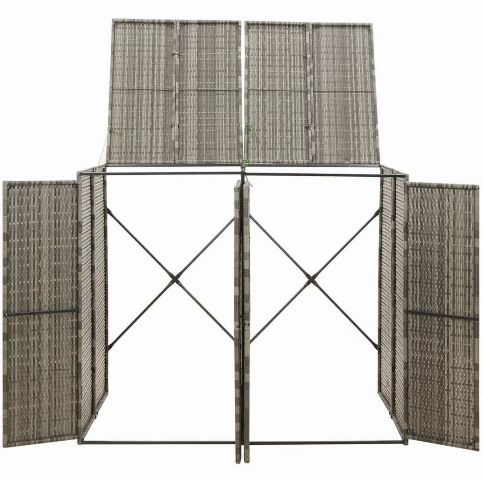 Festnight Copribidone Doppio, Mobile Spazzatura, Copri Bidoni Pattumiera, Bidoni Spazzatura ​pattumiera da Giardino, Grigio 140x80x117 cm in Polyrattan