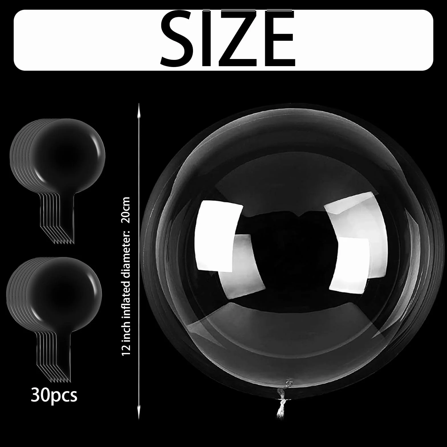 30 Pezzi Palloncini Bolla Trasparenti, 12 Pollici Balloons Bobo, Palloncini Bobo di Compleanno, Balloons Matrimonio per Matrimonio Compleanno Battesimo Laurea Natale Festa Carnevale(20 cm)