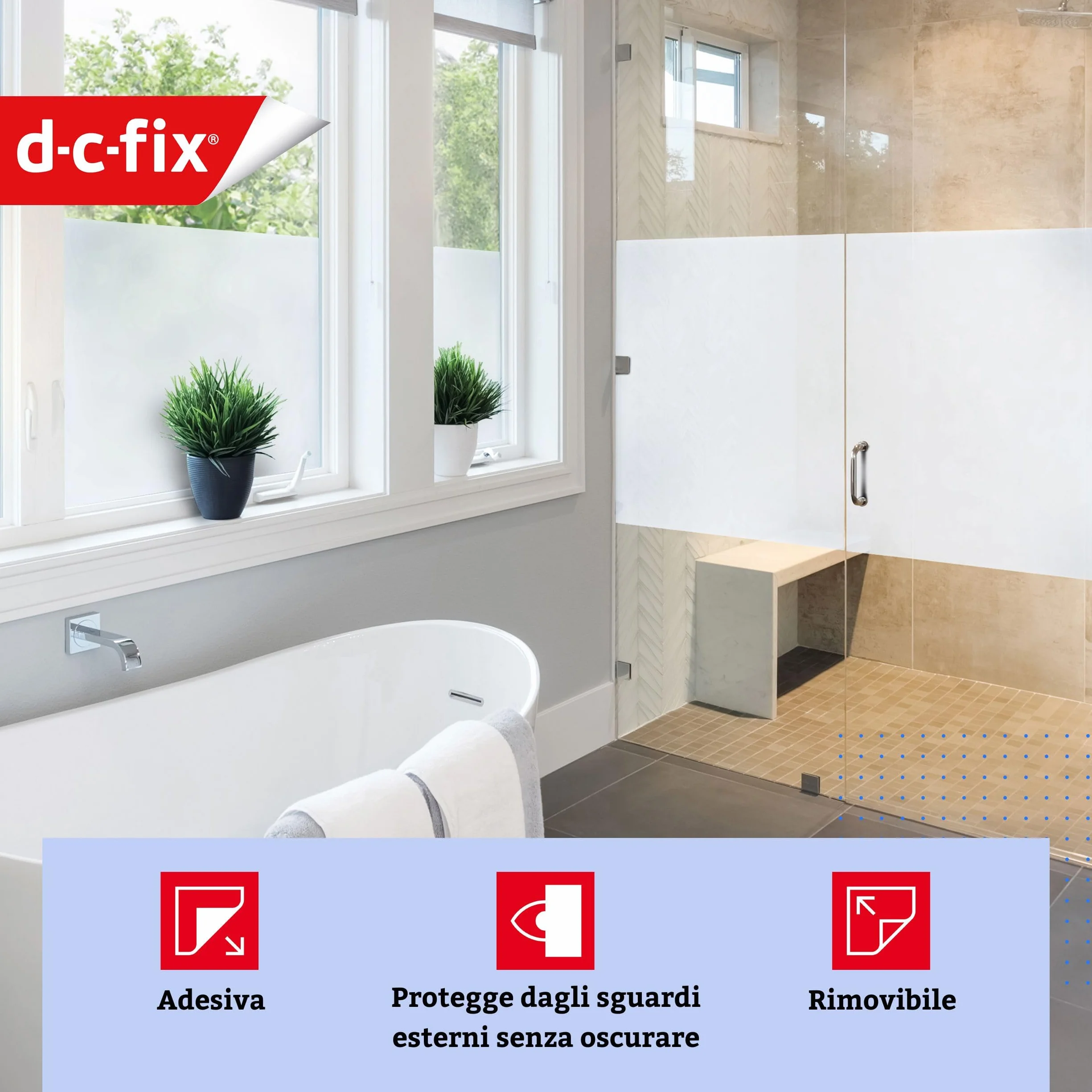 d-c-fix pellicola per finestra Opal 45 cm x 2 m – pellicola oscurante autoadesiva con motivo moderno per superfici in vetro – autoadesiva, opaca, decorativa