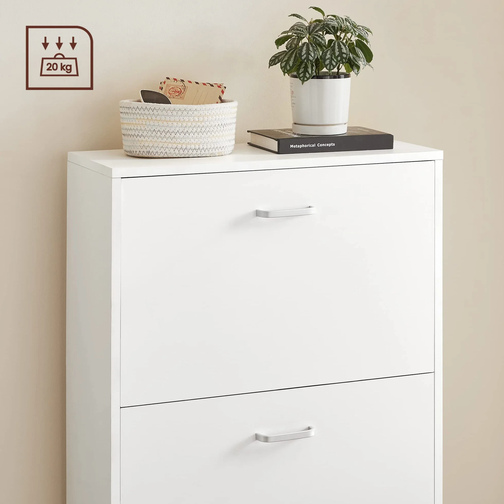 VASAGLE Scarpiera 3 Piani Portascarpe Bianco 60x24x120 cm LBC03WT