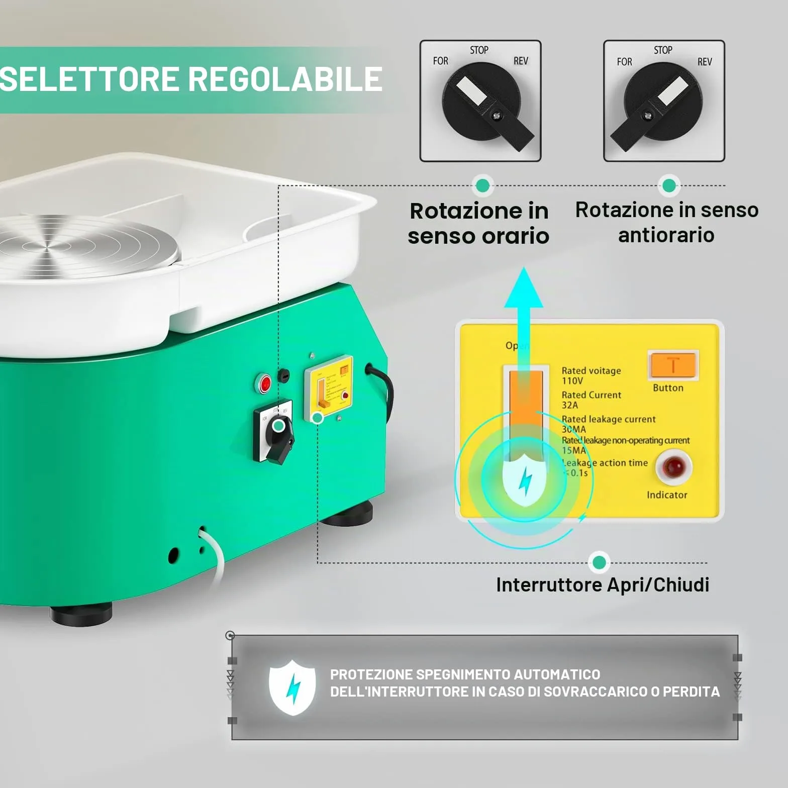 Tornio per Ceramica Elettrico, 350W 25CM Tornio per Argilla Macchina con Bacino ABS Rimovibile, Pedale e Strumenti di Modellazione, Ruota di Ceramica che Forma Macchina Adatta