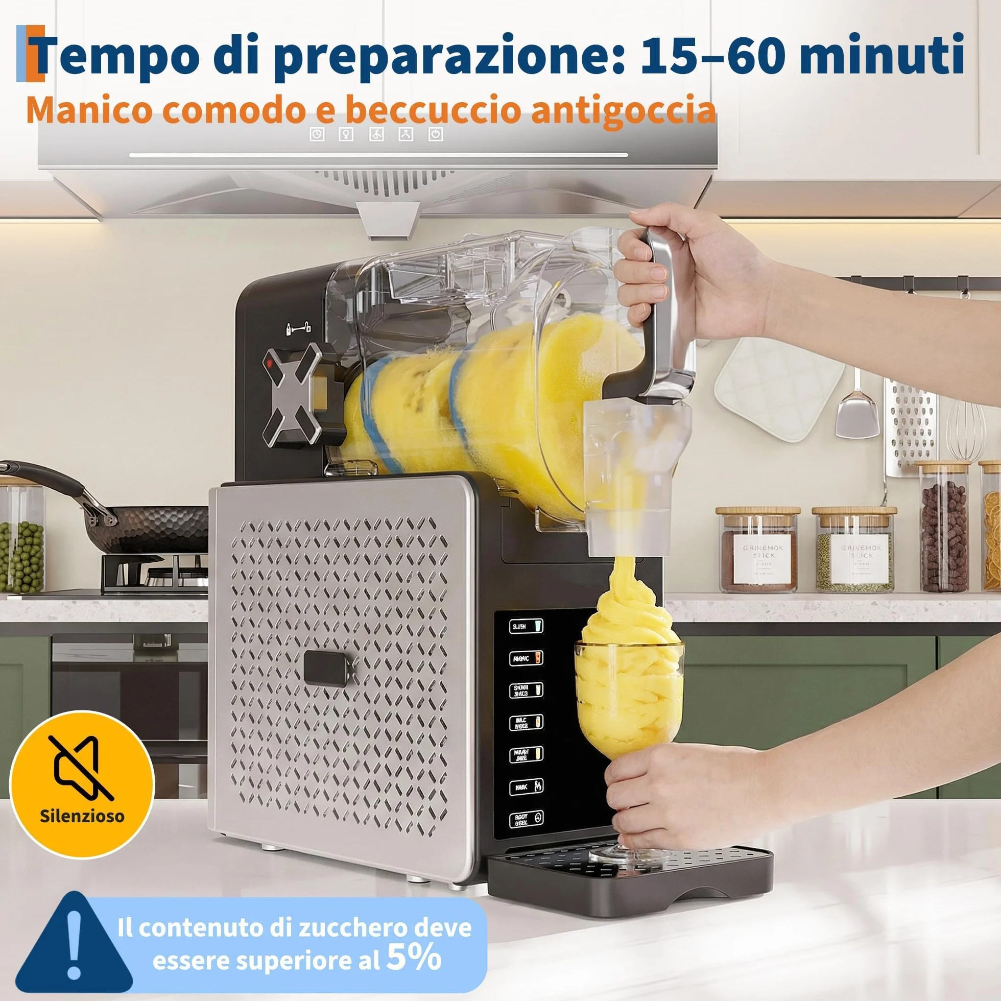 Macchina per Granite 1,9L Macchina per Gelato Soft 5 Programmi QuickChill Display LED AutoPulizia