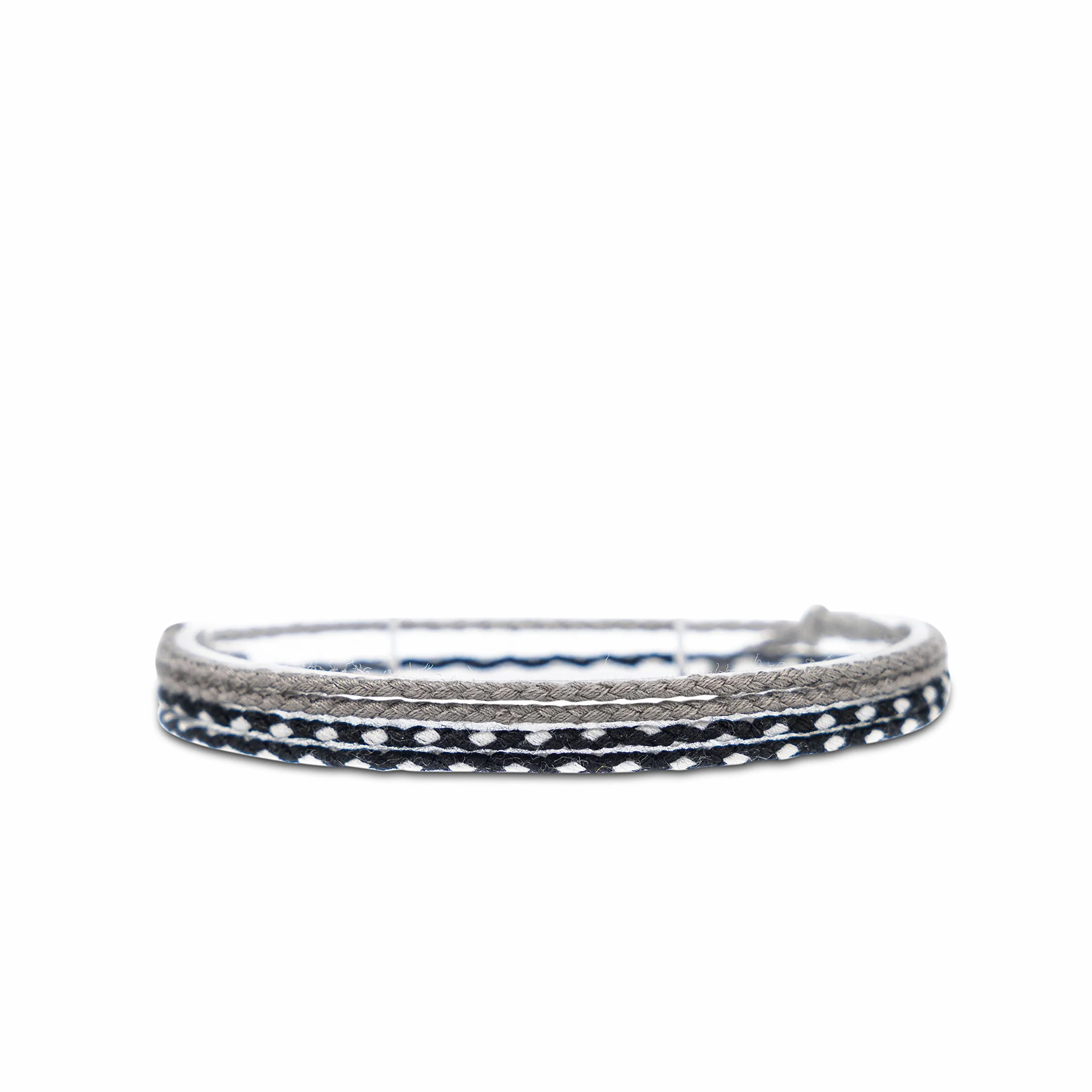 Nami Cavigliera Surfer Set di 2 Uomo e Donna - Cavigliera Sottile Boho Hippie Etnico - Accessori Fatti a Mano - Impermeabile e Regolabile (Nero e Grigio)