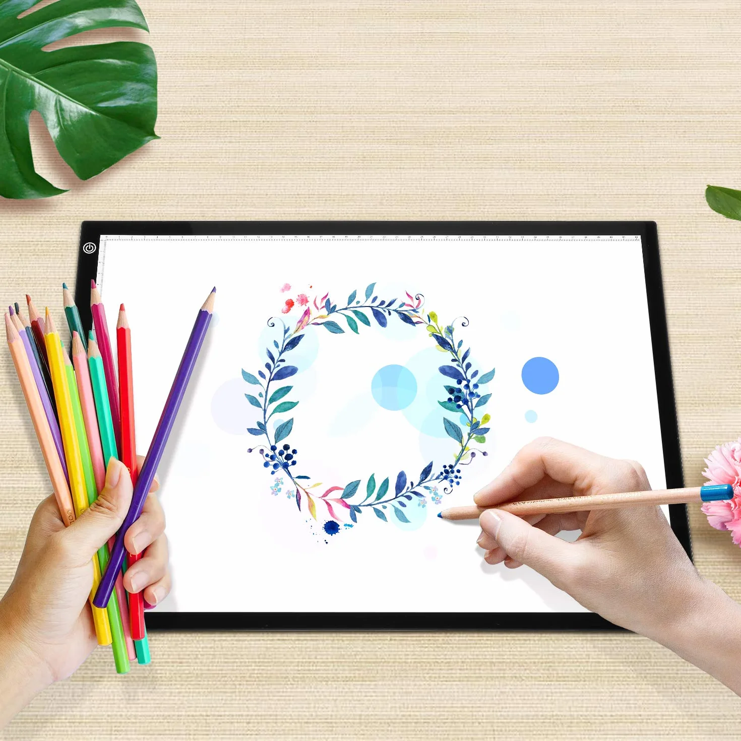 Himimi A3 LED Tavoletta Luminosa, Tavolette da Disegno, Ultrasottile con Luminosità Regolabile Tracing Light Pad per Artisti