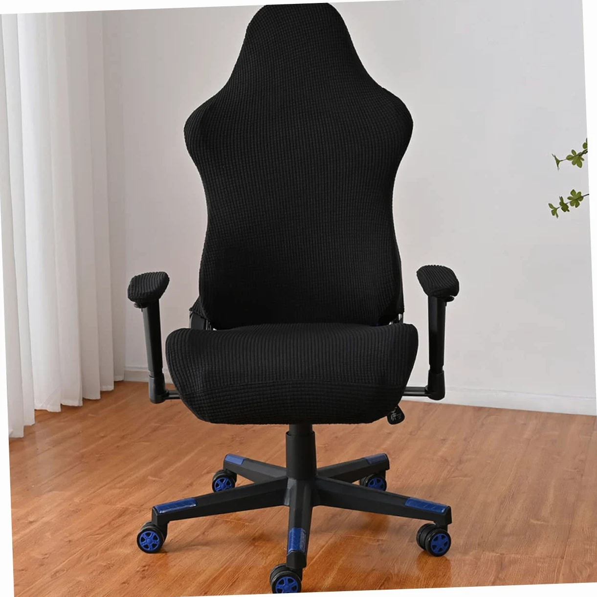 VILLCASE Copertura Protettiva per Sedia Gaming Elastica in Pile Nero | Anti-scolorimento e Pieghevole, per Sedia da Ufficio Computer e Poltrona Ufficio