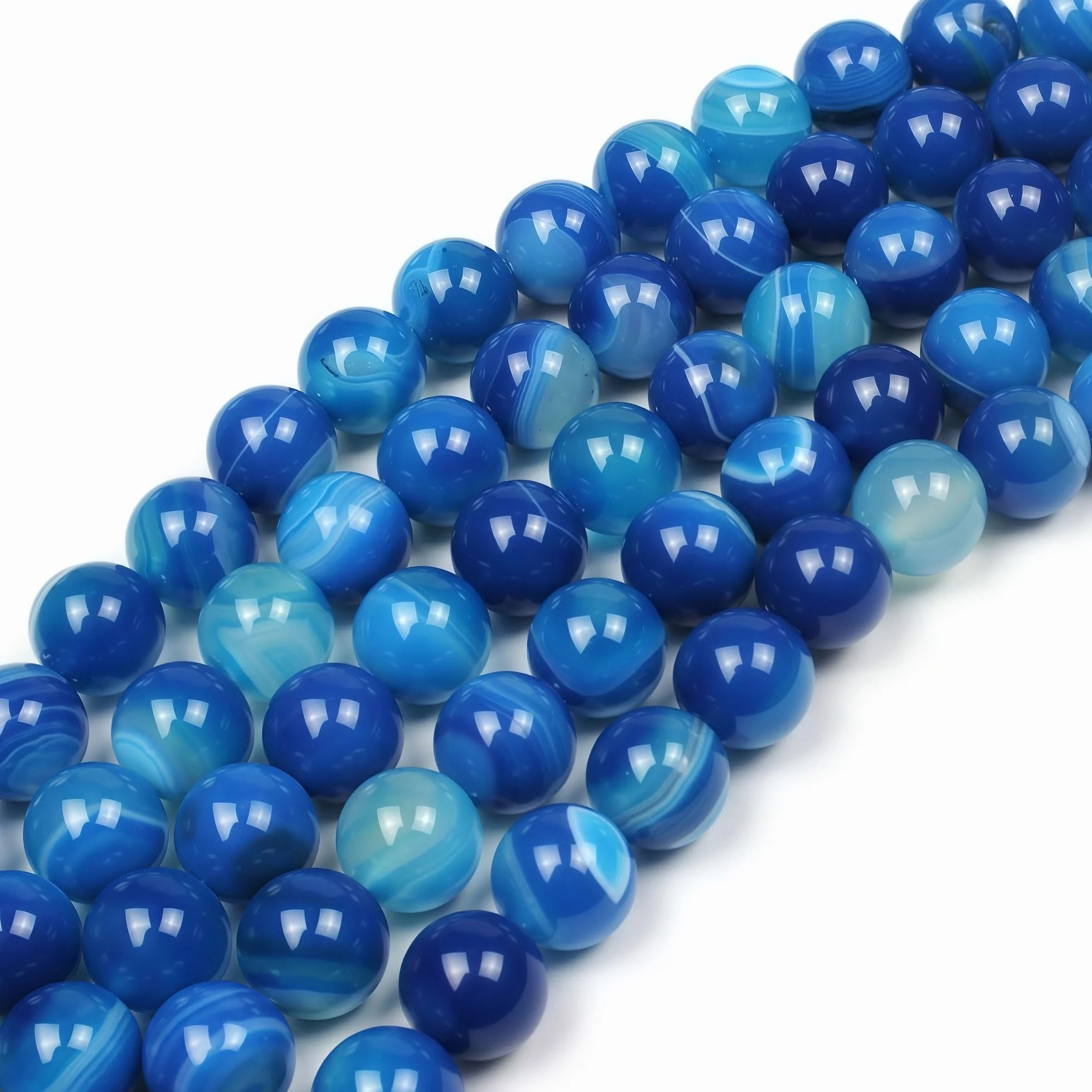 MJDCB 35 pezzi 10mm Agata Striata Blu Sciolto Perline in Pietra Semipreziose Naturale per Creazione Braccialetti Collane e Gioielli Pietre Dure per Bigiotteria Fai Da Te Rotonde