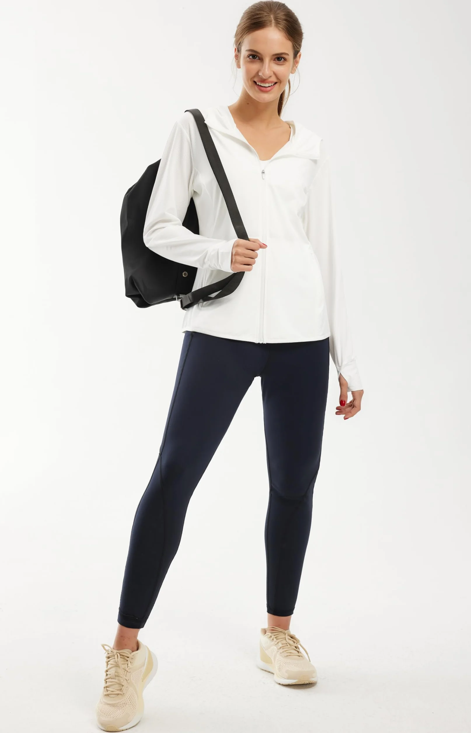 Libin Felpa Donna UV Cappuccio con Zip Completa Giacca Sportiva Protezione Solare Running Surfing Trekking Felpa con Cappuccio Tasche