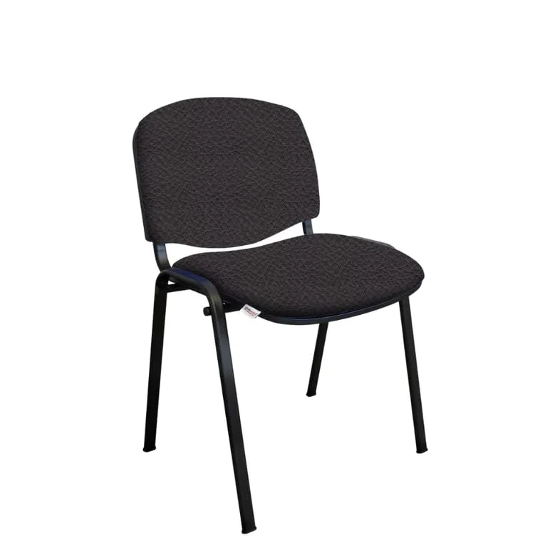 GALIZIA PRIME - Sedia Scrivania Senza Rotelle con Telaio Nero, Sedia Ufficio Senza Ruote Comoda, Impilabile, Sedie per Sala d'Attesa, Sala Riunioni, Conferenze (Finta Pelle - Nero)
