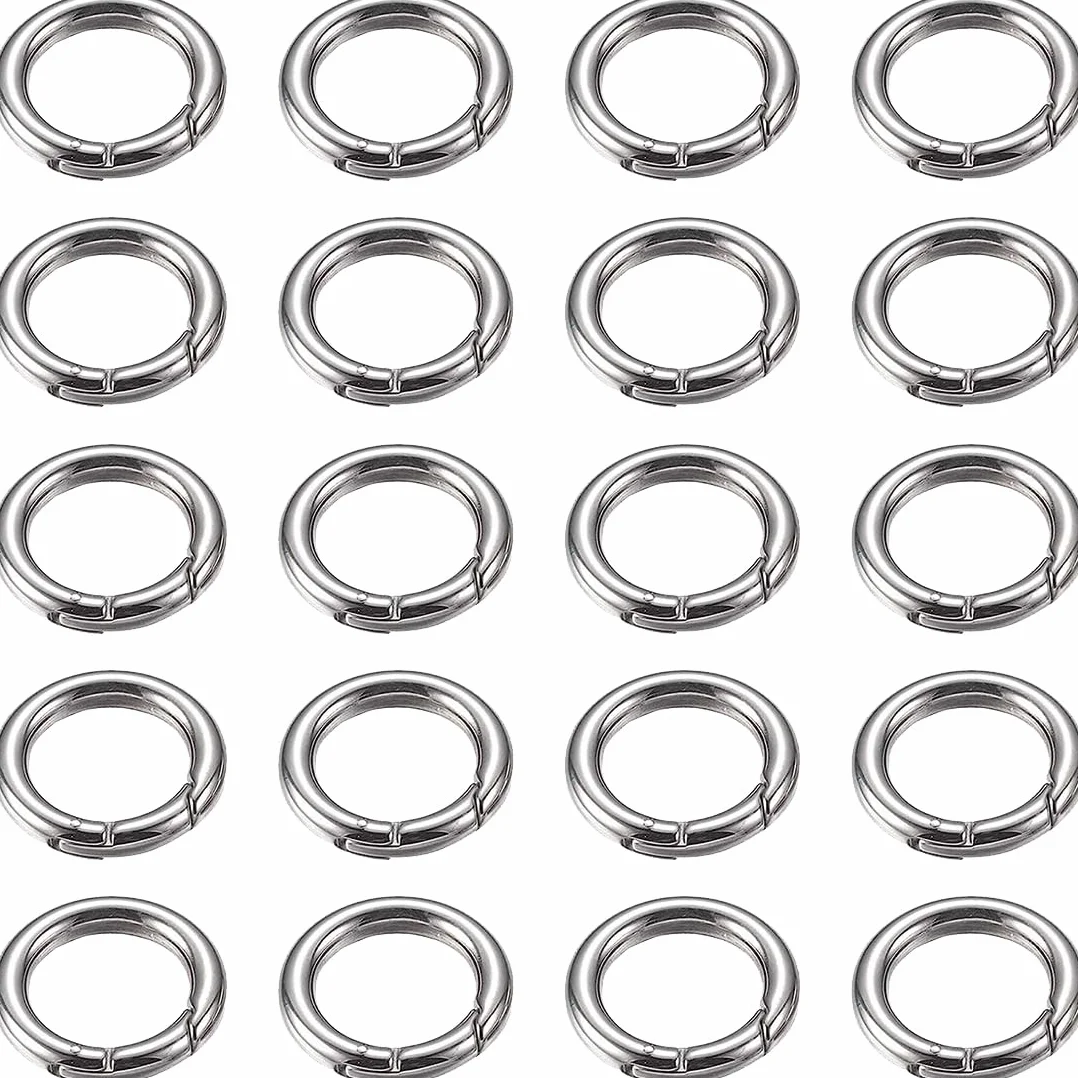 20 Pezzi Moschettone Rotondo, Moschettone a Molla Rotonda per Portachiavi e Ciondoli, Realizzati in Lega di Zinco e l'anello a Molla Utilizza Un Design Aperto (Argento)