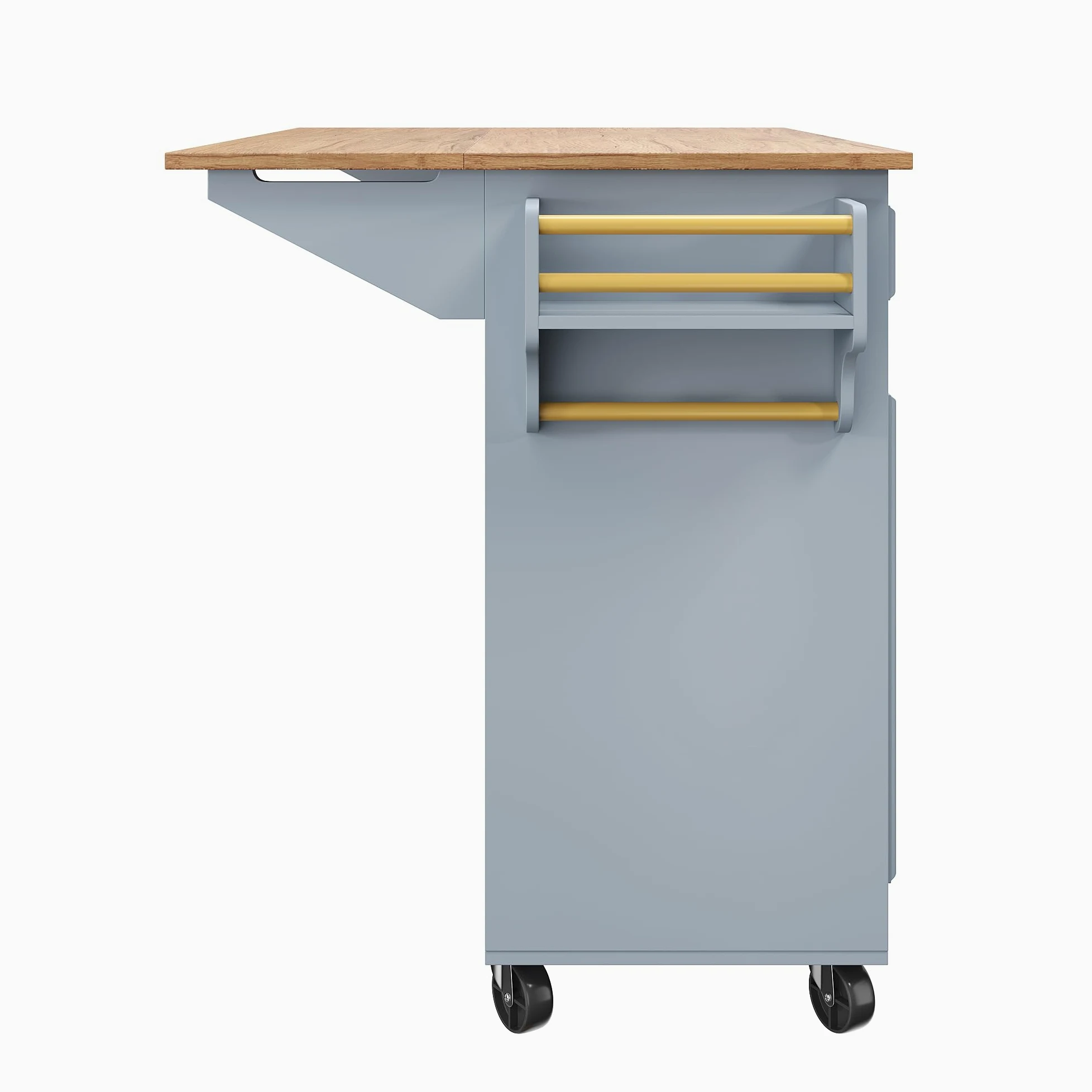 TIZZ Isola da cucina, 110 x 45 x 75 x 92 cm, moderna credenza da cucina, carrello da portata rimovibile, stile vintage, tavolo da pranzo multifunzione con spazio di archiviazione, blu