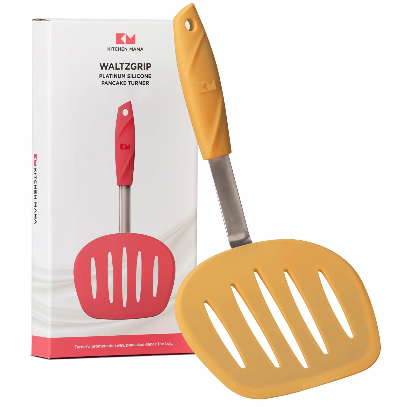 Spatola per pancake in silicone platinico Kitchen Mama WALTZGRIP resistente al calore acciaio inossidabile Giallo