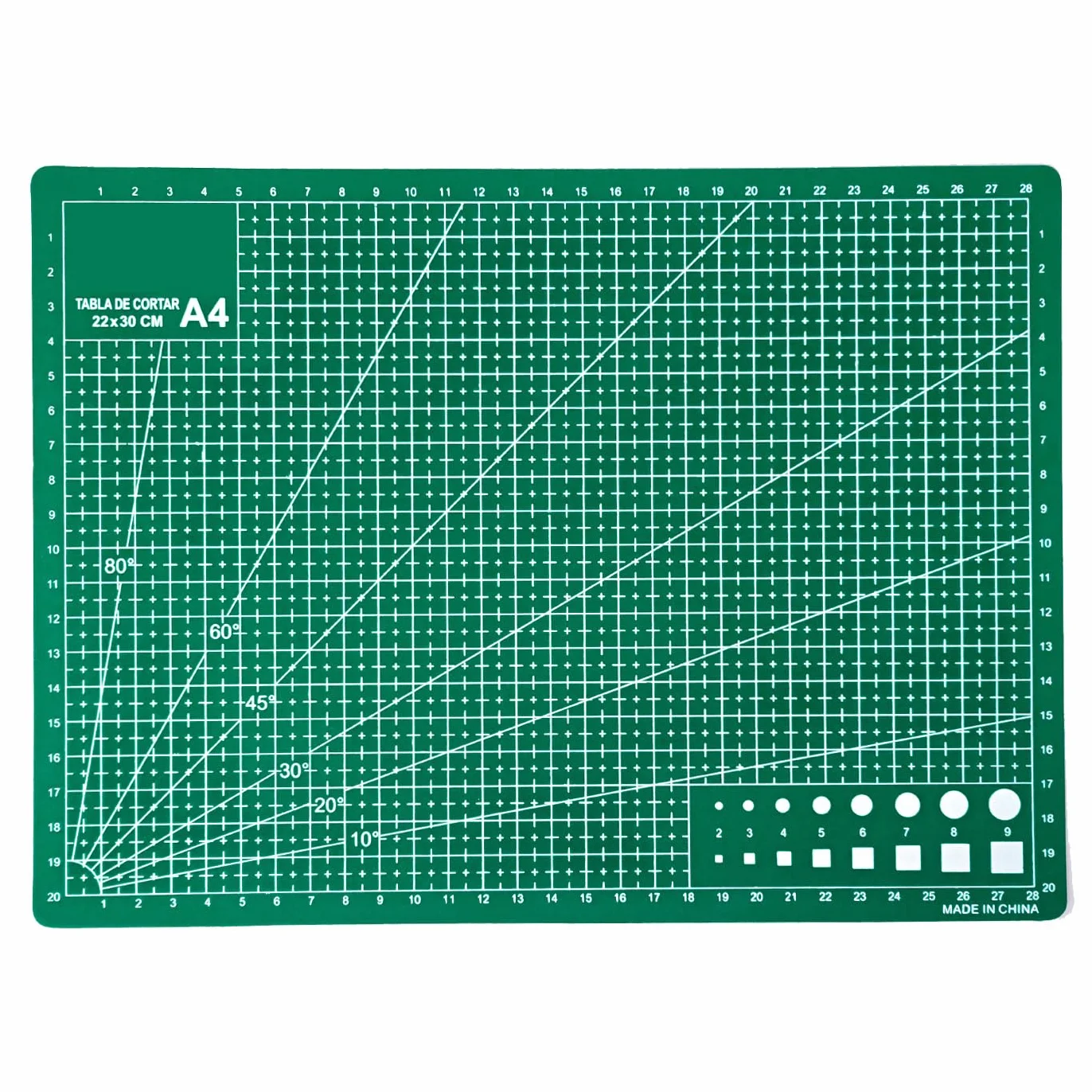 Tavola da taglio double-face A4 3 strati verde 30 x 22 cm per patchwork e cucito