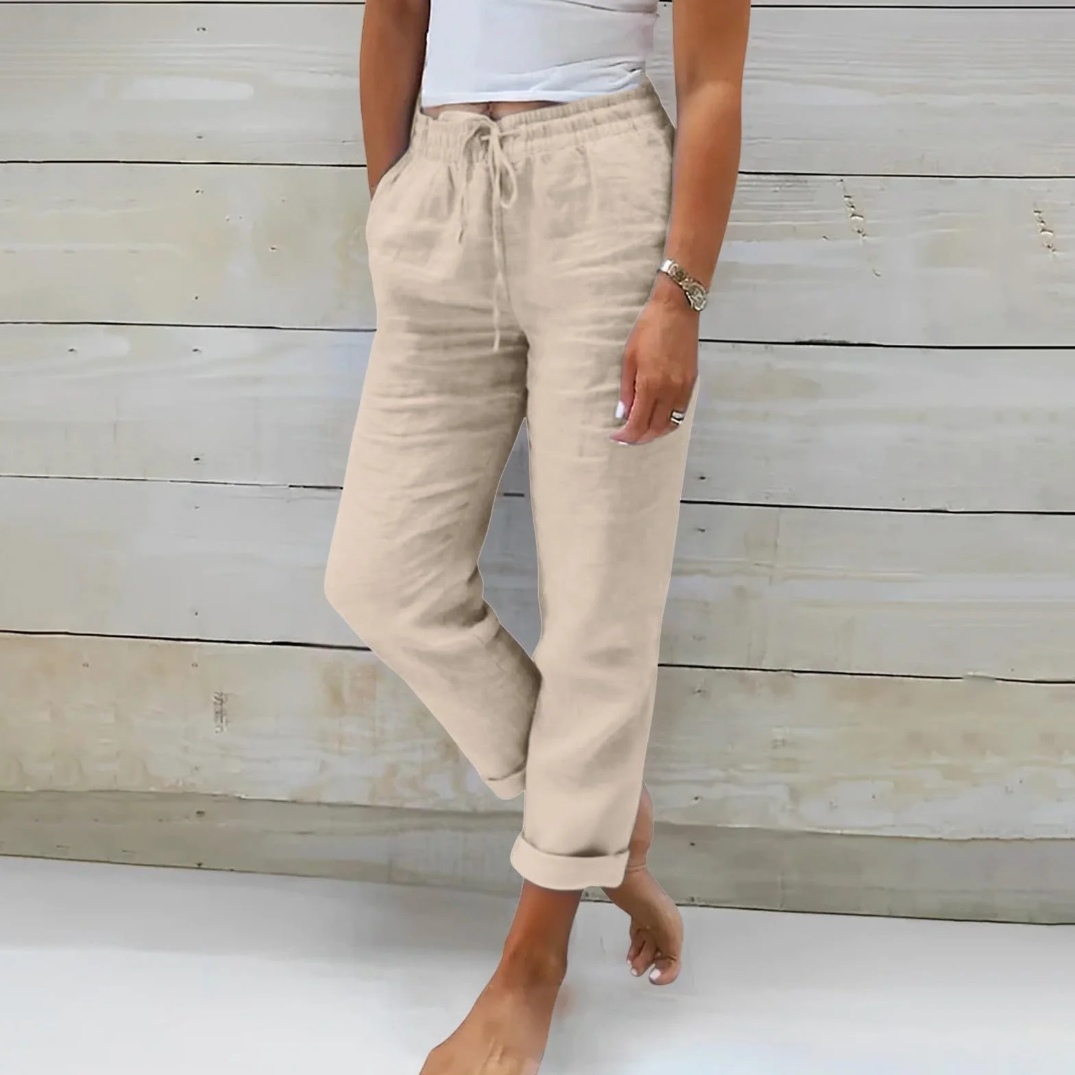 Pantaloni Donna Estivi Pantalone Lino Cotone Larghi Estivo Tasche Gamba Coulisse Tinta Unita Eleganti Pants Pantalone Traspirante Pantaloni Palazzo Donna Estivi Abbigliamento Estivo Elegante