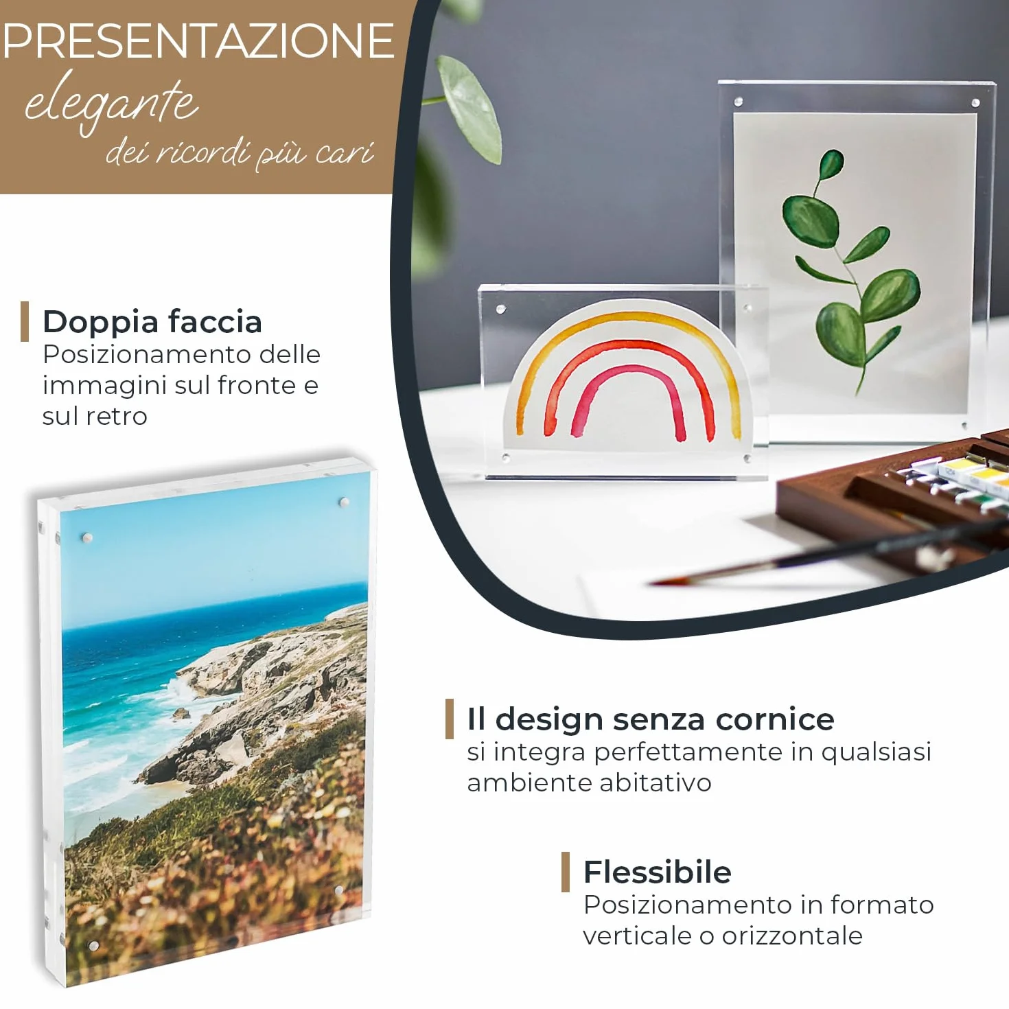 Cornice magnetica in vetro acrilico 15 x 21 cm Trasparente HMF 46973