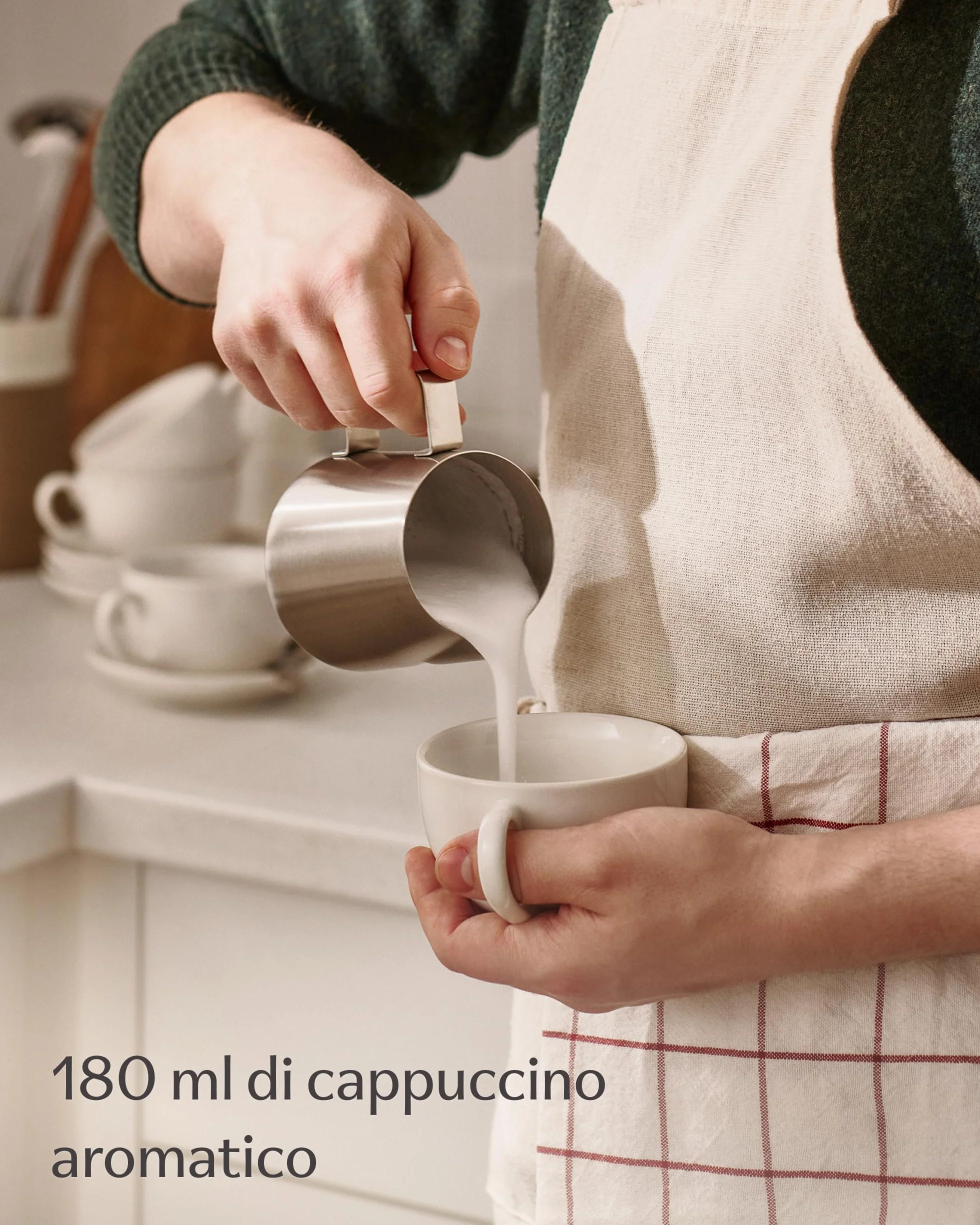 Tazzine Caffè 6 Pezzi in Ceramica Bianche con Piattini - Tazze Cappuccino Lavabili in Lavastoviglie - Set Regalo 180 ml