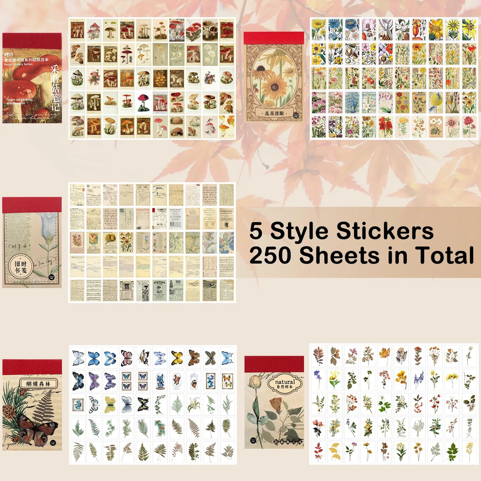 Set di 450 adesivi Washi, 9 set di album per scrapbooking, agenda, diario, quaderno, scrapbooking, adesivi, forniture per fai da te, artigianato, biglietti, decorazioni per laptop