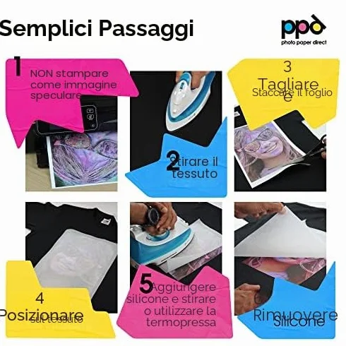PPD A4 15 Fogli Di Carta Trasferibile Termoadesiva Professionale Inkjet - Tessuti Scuri - PPD-4-15