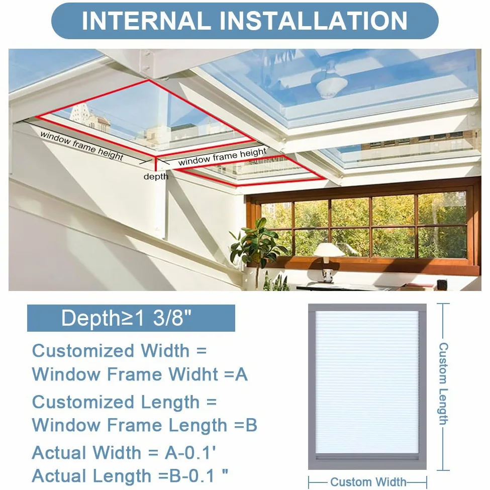 TIPIACE Ricaricabile motorizzate Tende a Nido d'Ape Full Blackout Tessuto Impermeabile per lucernario, Dimensioni Personalizzate (Beige Giallo 93021D W100 X L 120CM)