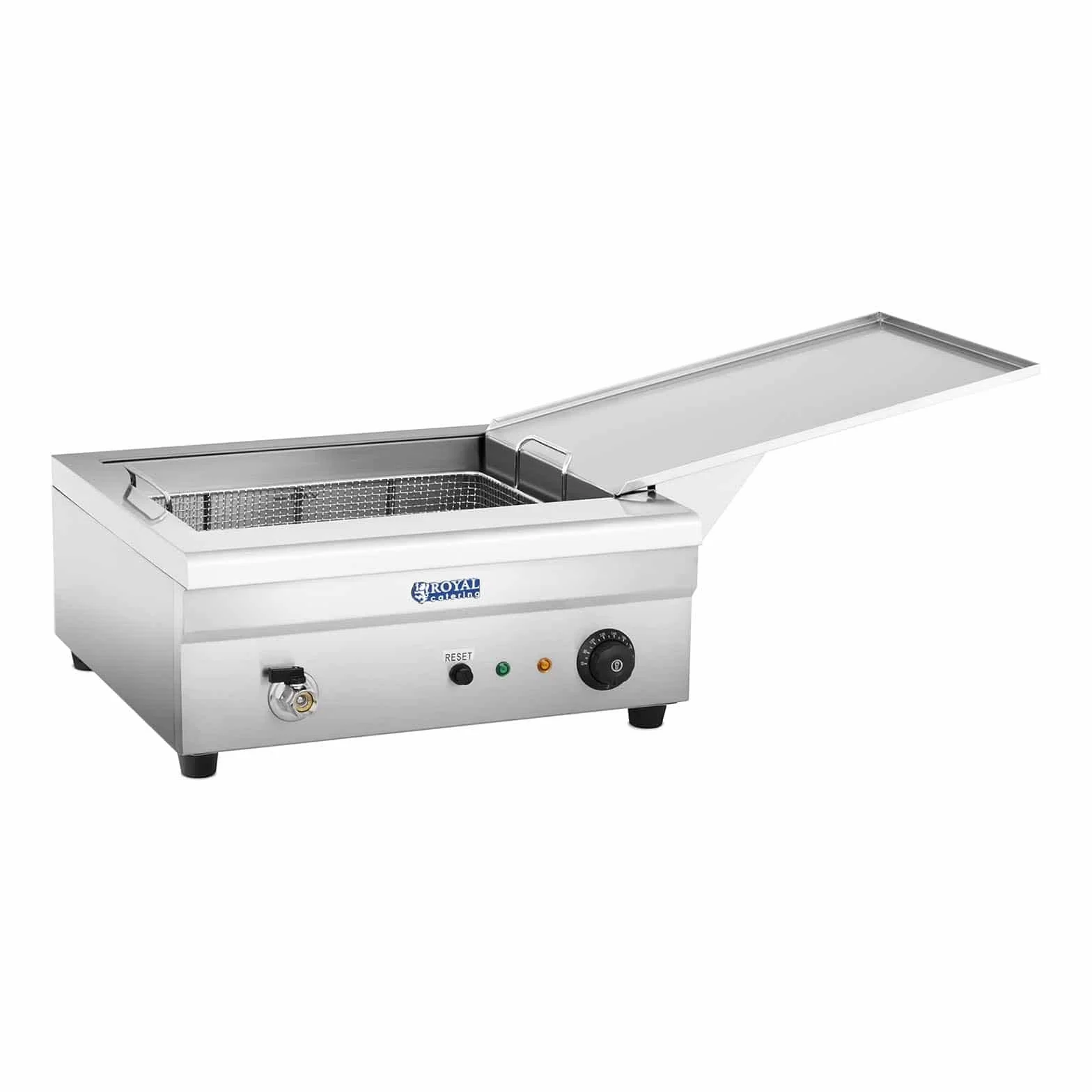 Royal Catering Friggitrice per Pasticceria Friggitrice Elettrica RCBG-18STHB (Zona Fredda, 3.200 W, 18 L, Acciaio inox)
