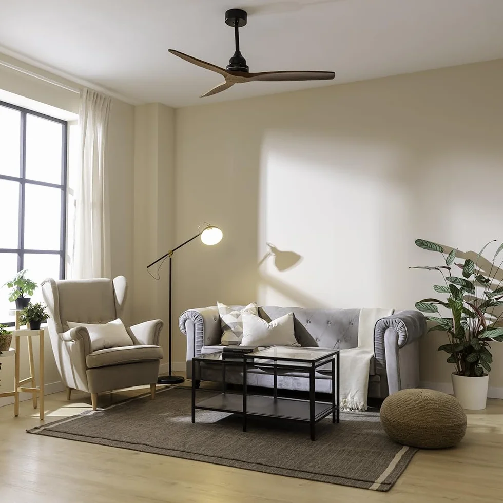Cecotec Ventilatore da Soffitto EnergySilence Aero 590. 70 W, diametro da 52", telecomando a distanza, programmabile, 3 velocità. (Nero/Noce)