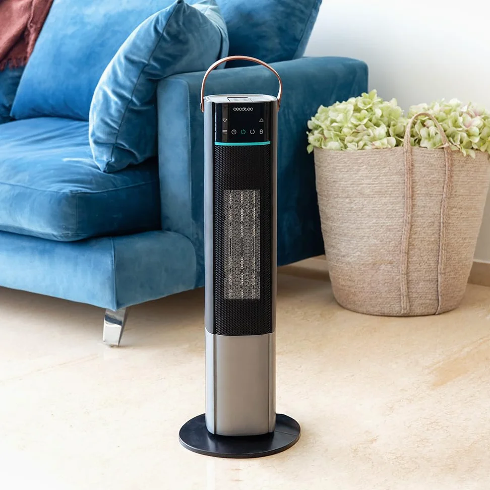 Cecotec Riscaldatore elettrico in ceramica a pedale ReadyWarm 2070 Max Ceramic Rotate Smart. 2000 W, display digitale, controllo touch e telecomando, oscillazione, 3 modalità, termostato, 20 m²