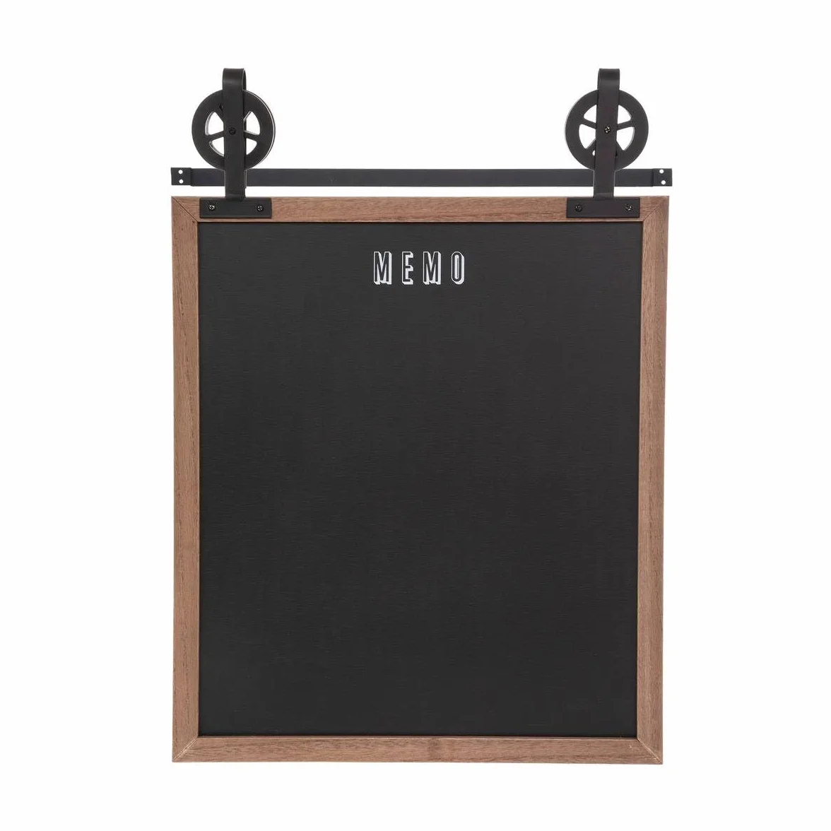 Atmosphera - Lavagna da parete Pouli nera e in legno, 55 x 68 cm - Per cucina, ufficio, corridoio
