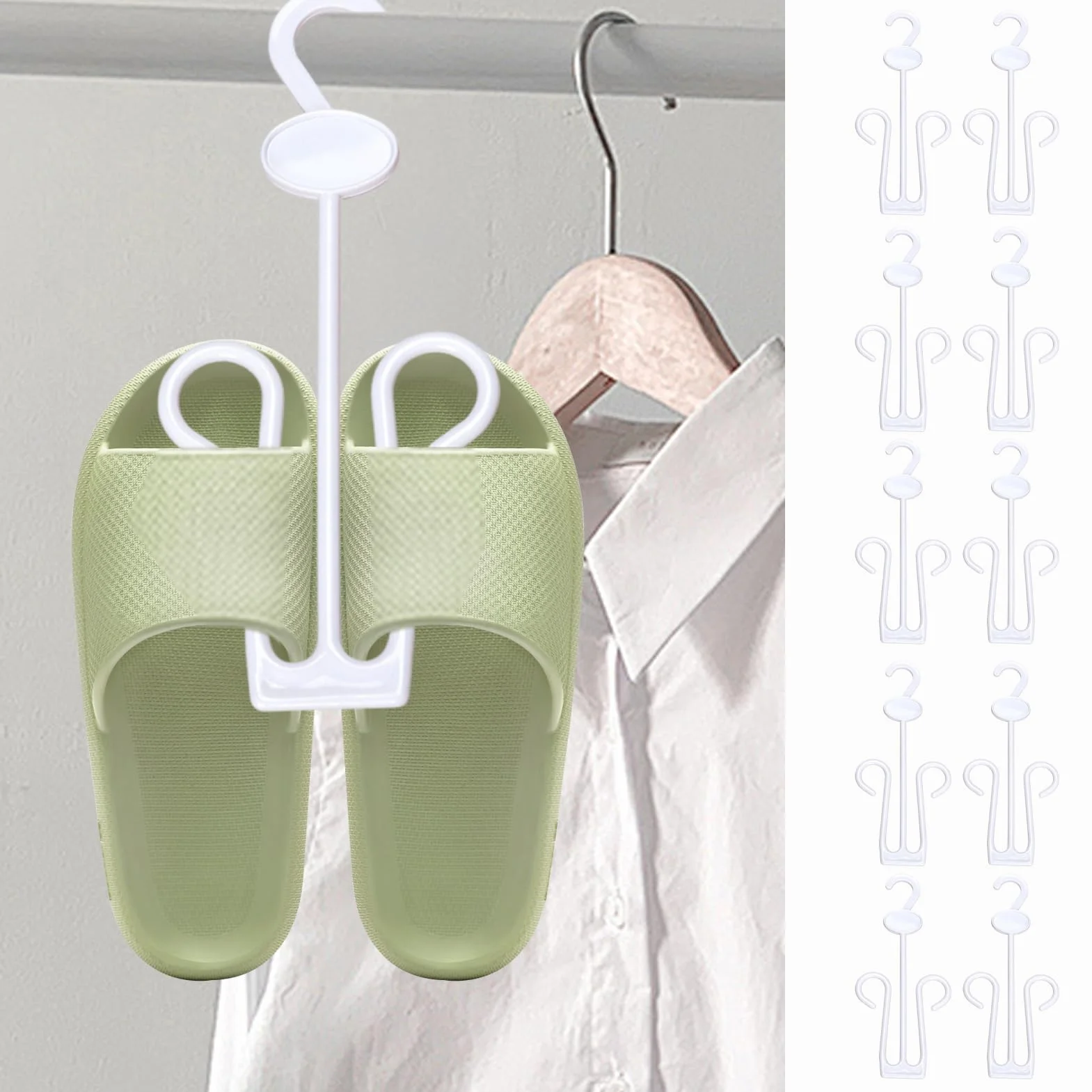 Set 10 ganci per scarpe da appendere, organizer per pantofole cotone