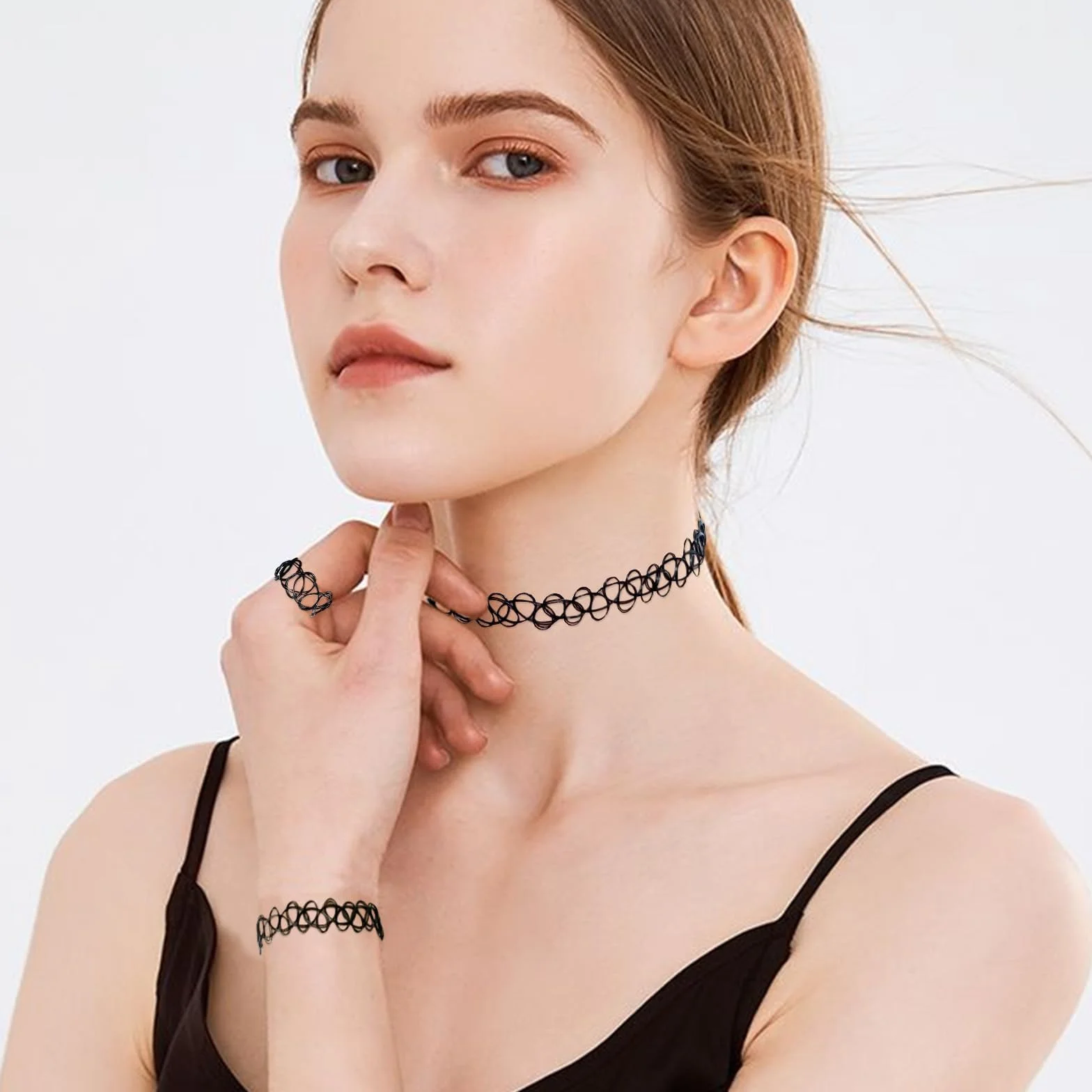Collana per Tatuaggi 5 Set Elastica Tatuata Girocollo Vintage Moda Ragazze Donne