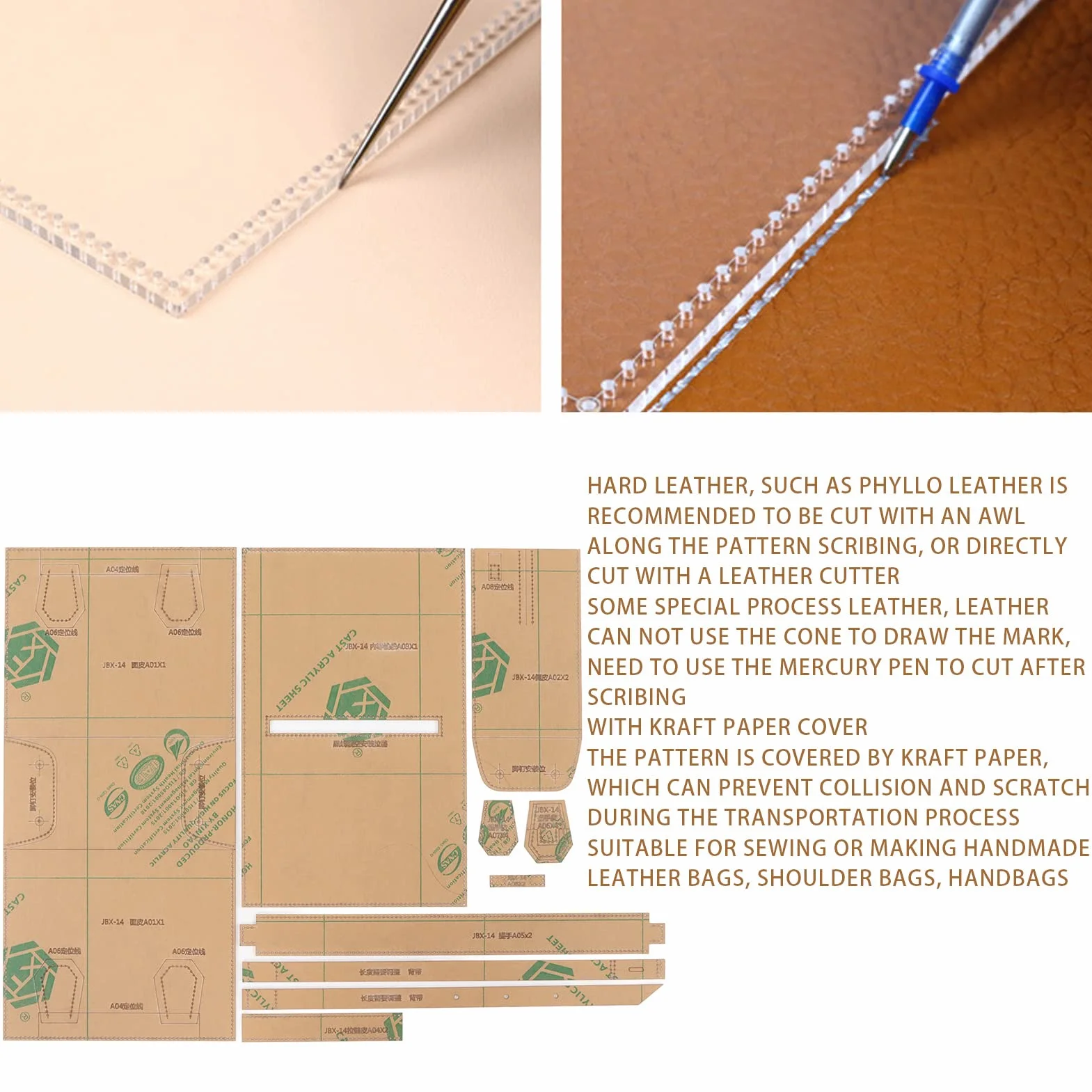 Stencil Acrilico Modello Borsetta Pelle per Realizzare Borse a Tracolla Accessori Cucito Fai da Te