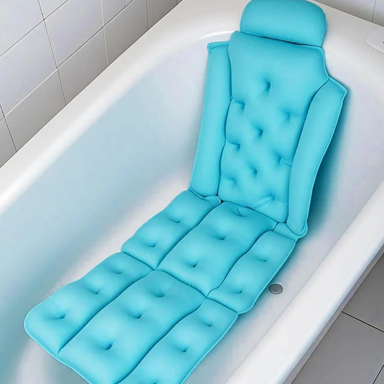 Fenteer Cuscino Vasca da Bagno Cuscino Corpo Intero Poggiatesta Vasca Materassino Vasca Ergonomico Materiale Traspirante E Antiscivolo Adatto Adulti Relax Ben, Blu