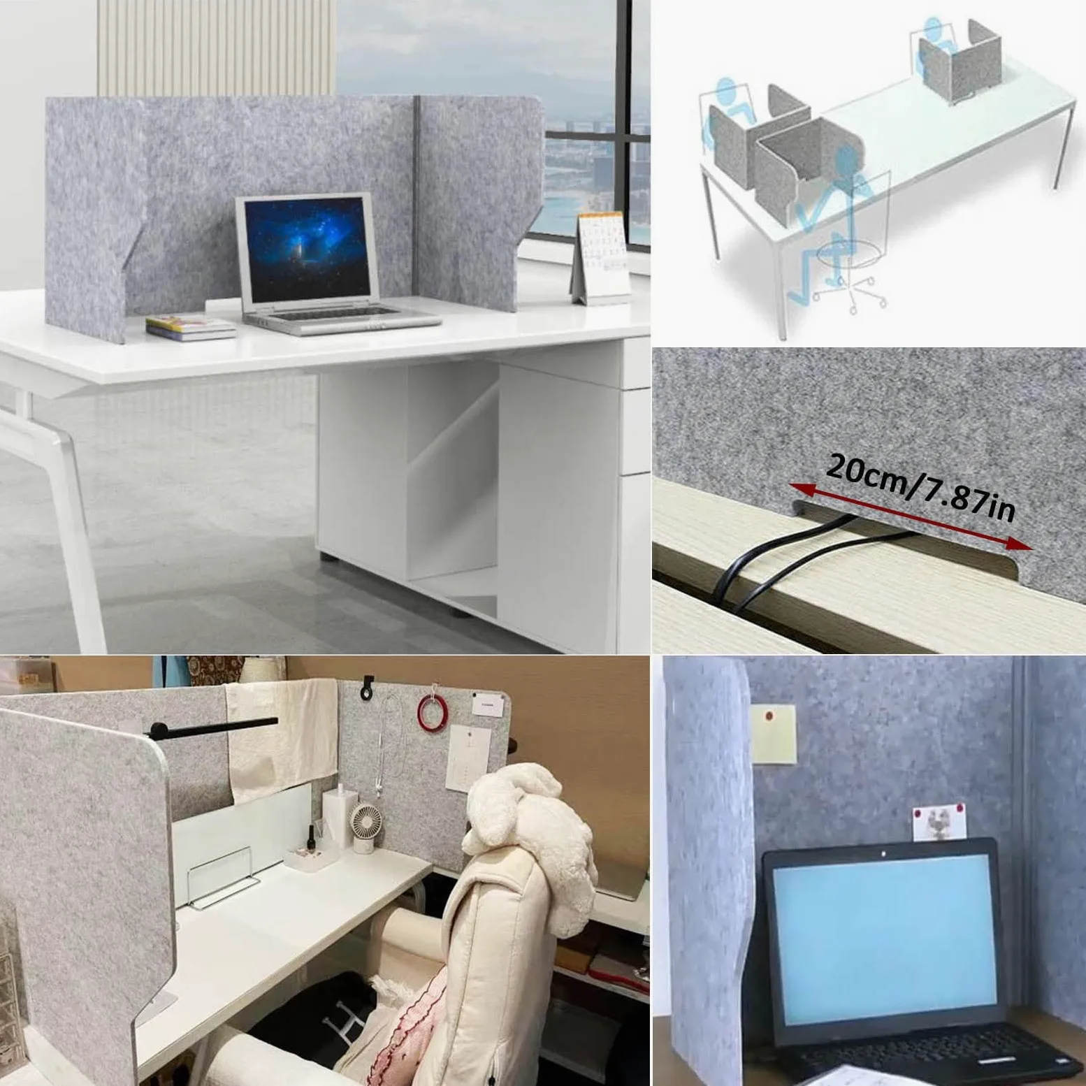 Divisorio Acustico per scrivania, Parete divisoria insonorizzata autoportante per Scuola e Ufficio, Piano di Lavoro fonoassorbente con 4 Clip, Pieghevole e Portatile, per isolare i