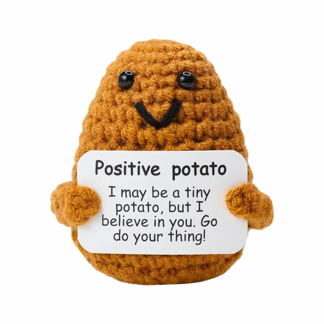 Pocket Hug Positive Potato, Idea Regalo Donna Compleanno, Regalo Natale Personalizzato, Bambola Umoristica e Motivazionale, Creative Knitted Potato Doll