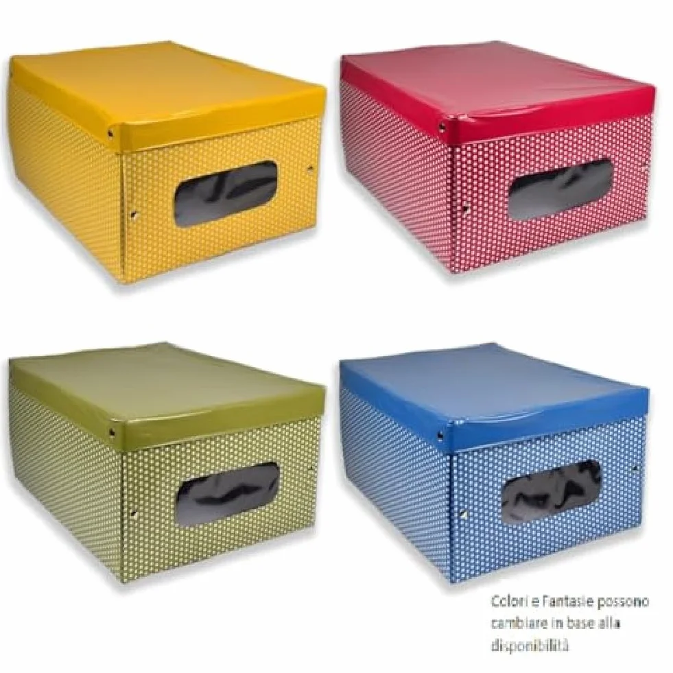 PraTiKo Life Set 4 Scatole Box Armadio PVC 50x40 h.25 cm Colori Assortiti