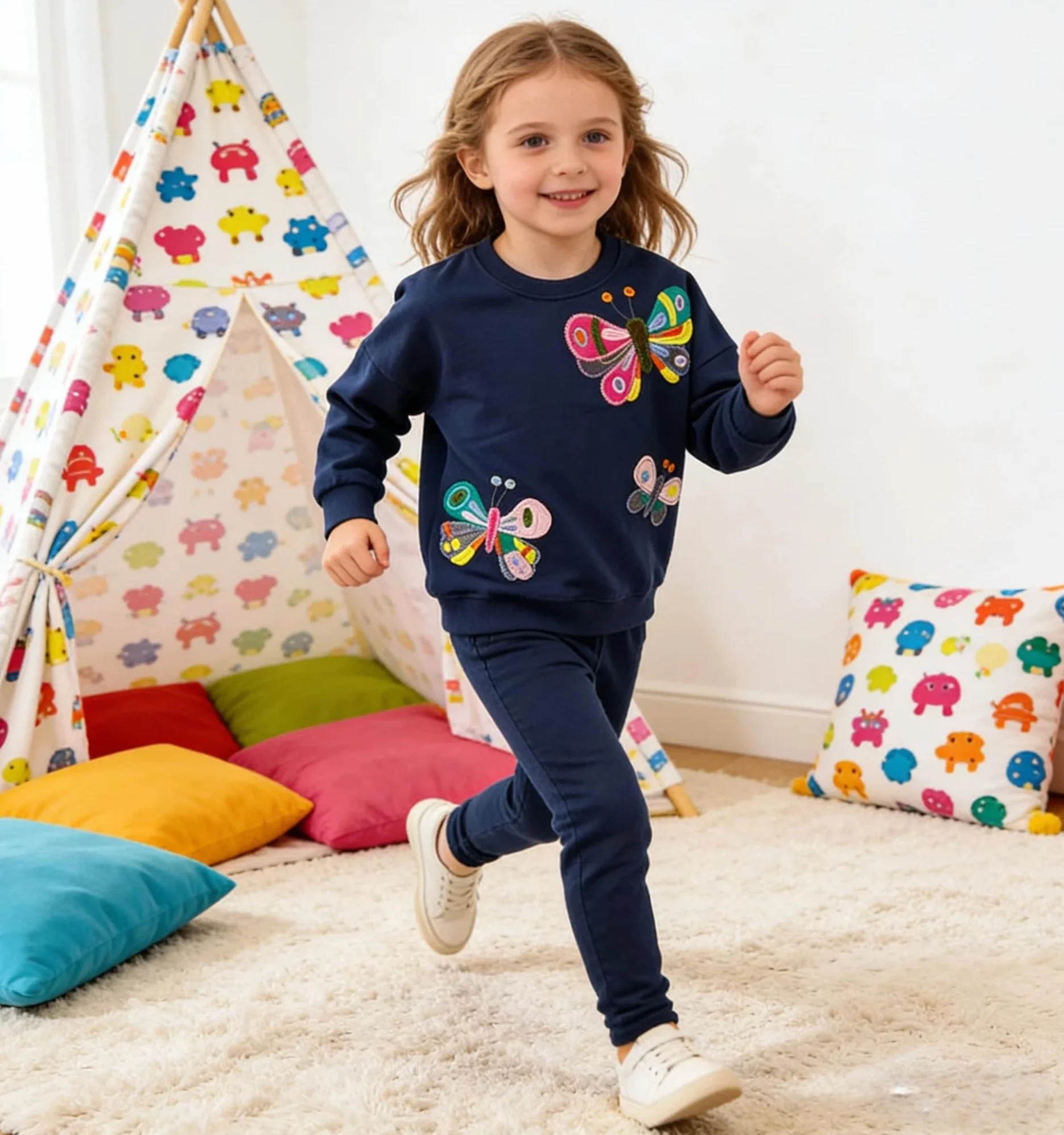 Felpa Bambina Cotone Maniche Lunghe Pullover Ragazza 2-10 Anni