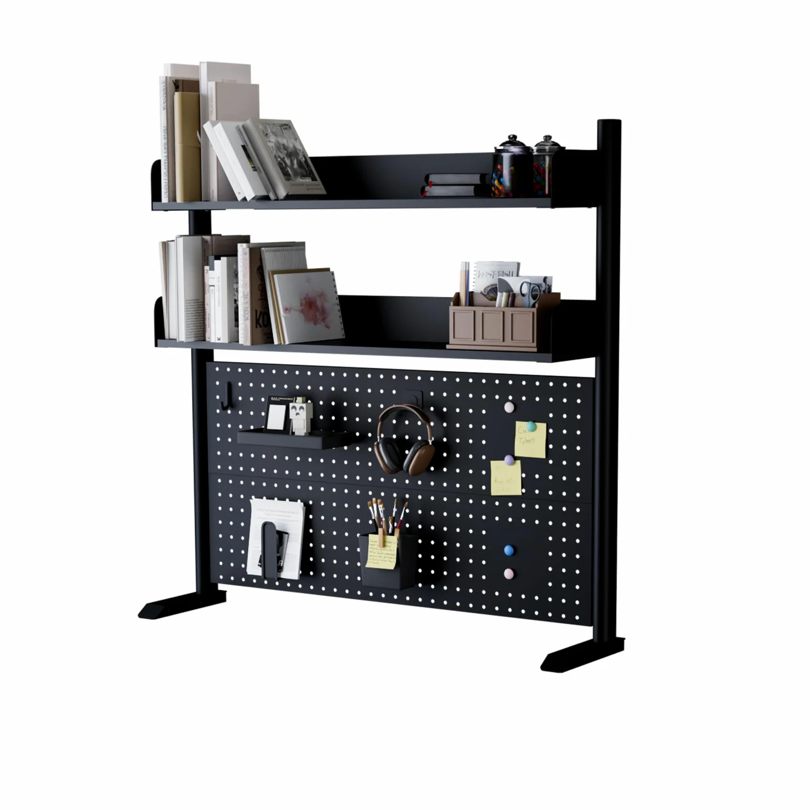Scaffale da scrivania a 2 livelli, nero, 100 cm, organizer da scrivania con disco rigido, piano di lavoro, libreria per casa, ufficio o dormitorio