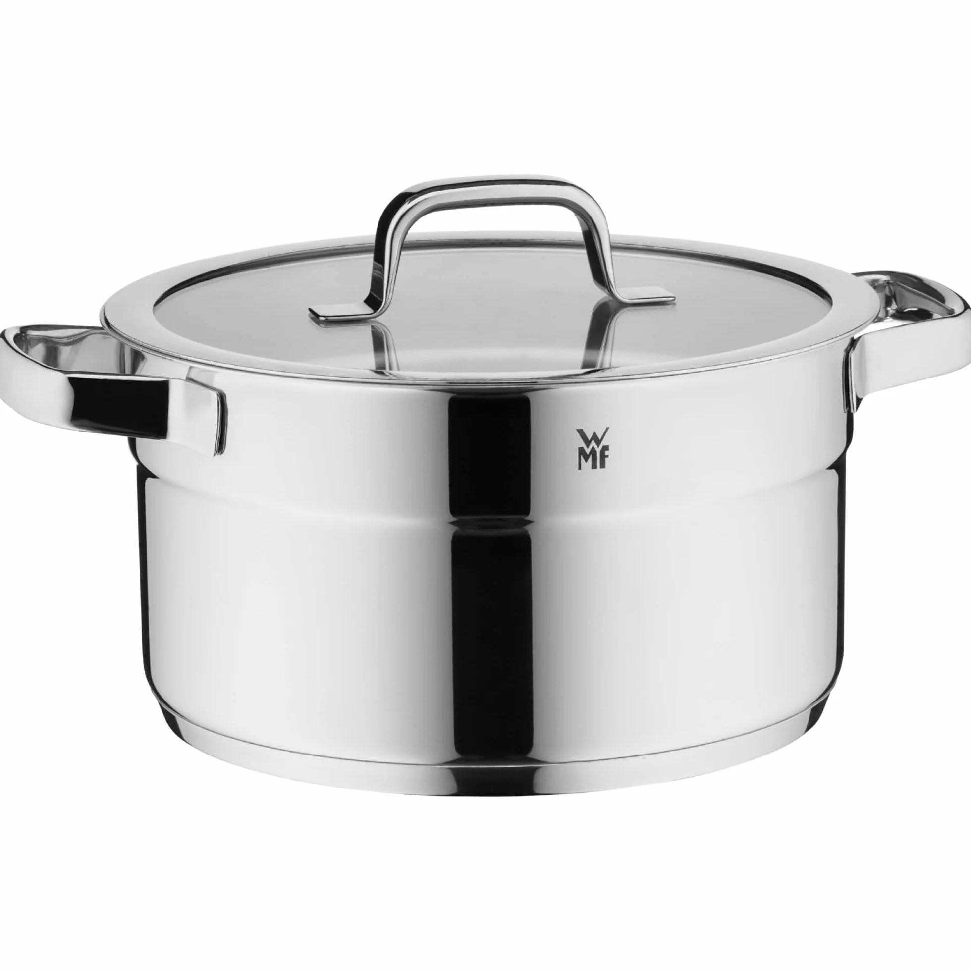 WMF Compact Cuisine - Set di pentole a induzione, 5 pezzi, con coperchio in vetro, in acciaio inox Cromargan lucidato, non rivestito, scala interna