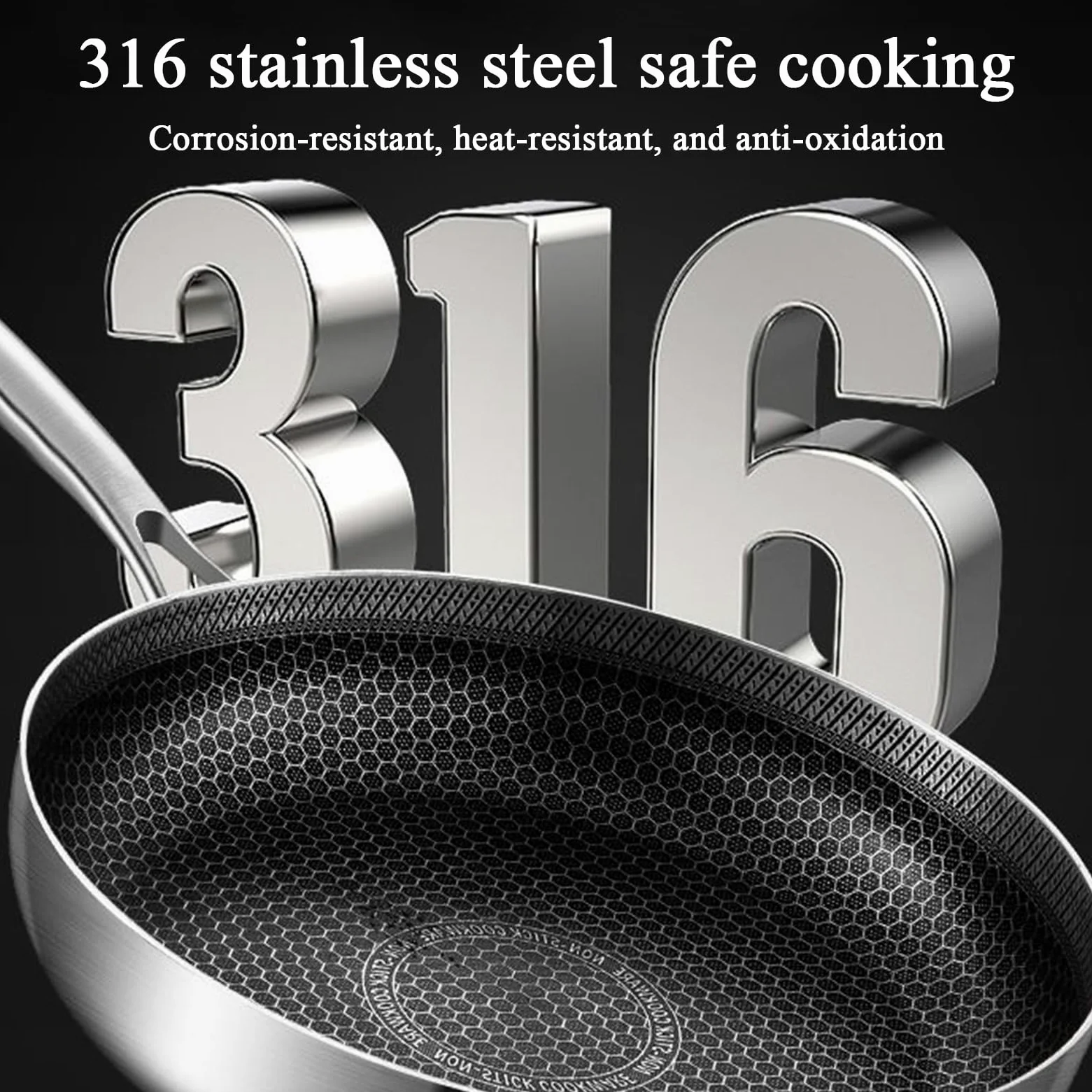 Genérico Padelle Antiaderente | Padella In Acciaio Inox Portatile - Leggero Con Coperchio E Antigraffio Per Saltare Preparare Pasti Cuocere Cucina Appartamento Casa
