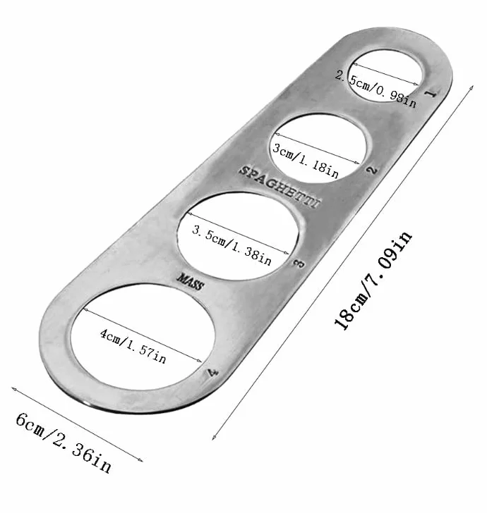 Dosatore Misurino Dosaspaghetti Misura Spaghetti Dosatore per pasta lunga in Acciaio Inox utensile da Cucina con 4 fori di Misurazione.