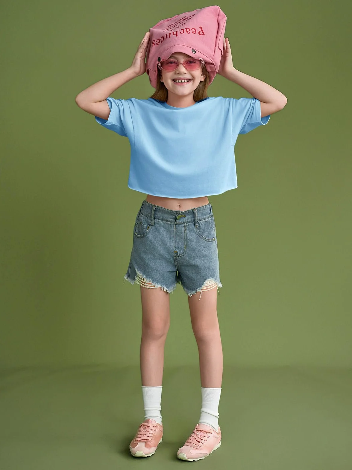 Top corto oversize atletico da ragazza per bambini con spalle a goccia a maniche corte magliette da allenamento 5-14 anni